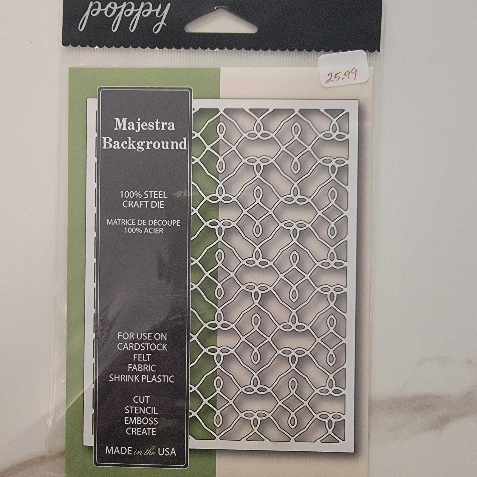 Poppy Majestra Background, Bellina & Flourish Curve Borders LOT of 3 Steel Dies