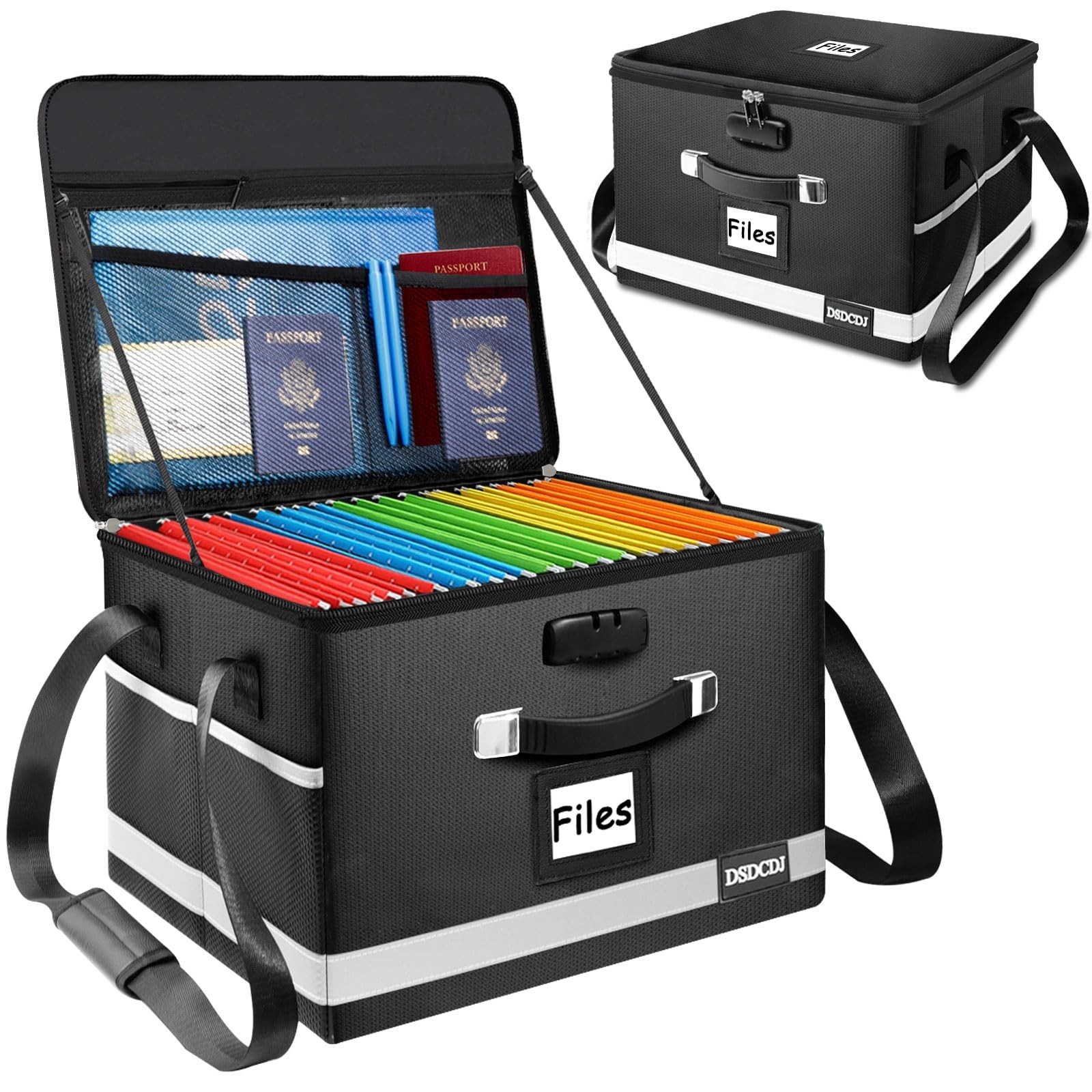 Upgraded Fireproof File Box with Stay-Open Straps, Fireproof Document Box wit...