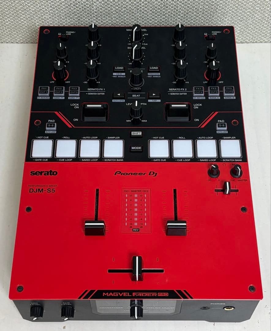 Pioneer DJ DJM-S5 2-Channel Scratch DJ Mixer Serato Magvel Fader Pro Tested
