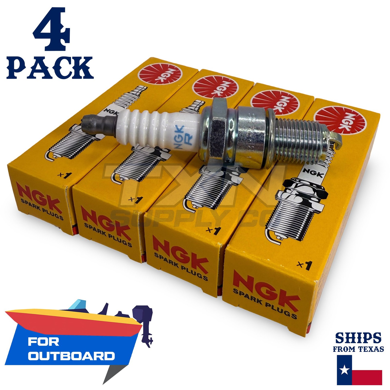 4 NGK Spark Plugs - For Tohatsu 9.8 M9.8A Outboard Motor