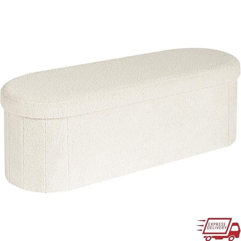 Sturdy Foldable Storage Ottoman Bench Comfortable Seating Bedroom Living Room US