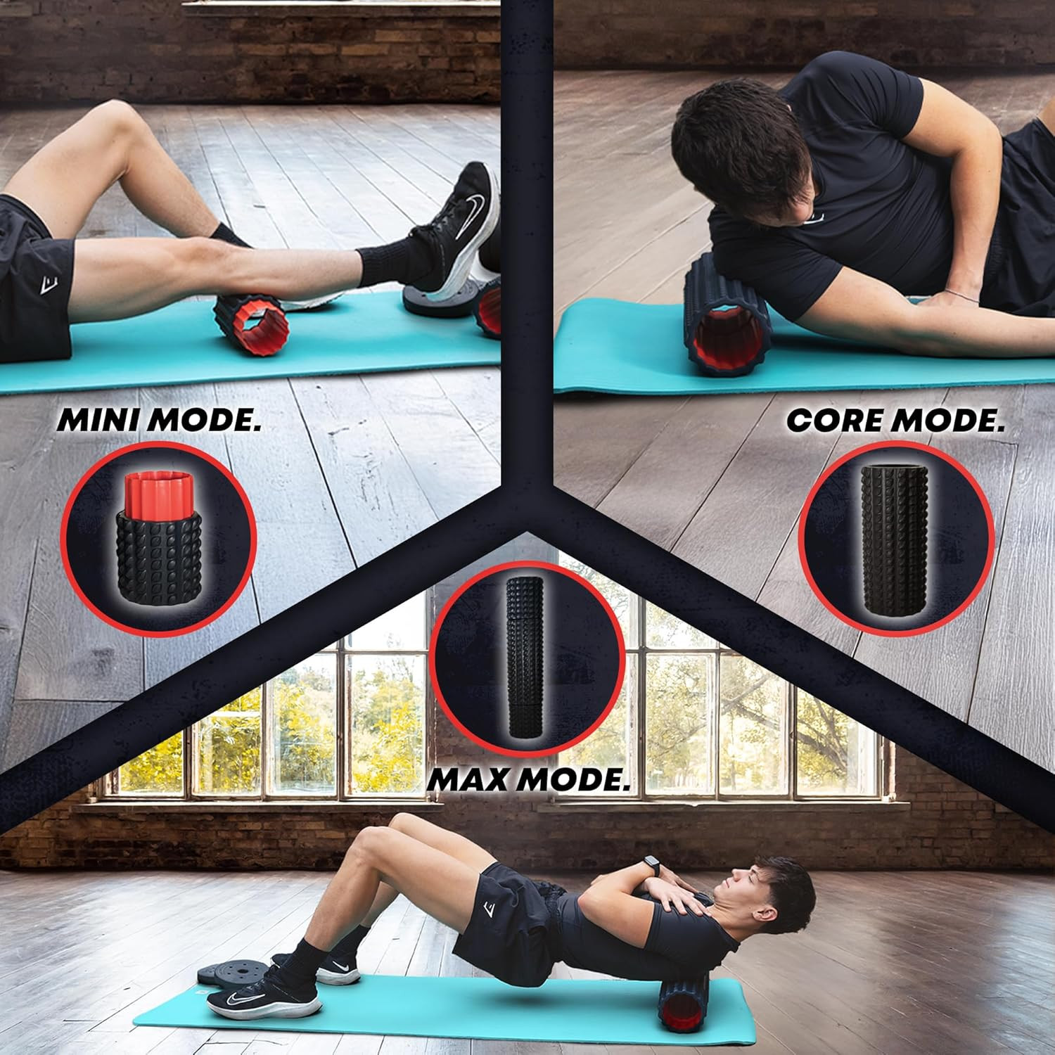 5-in-1 Long Foam Roller, 23" Long Back Roller for Physical Therapy with 5 Differ