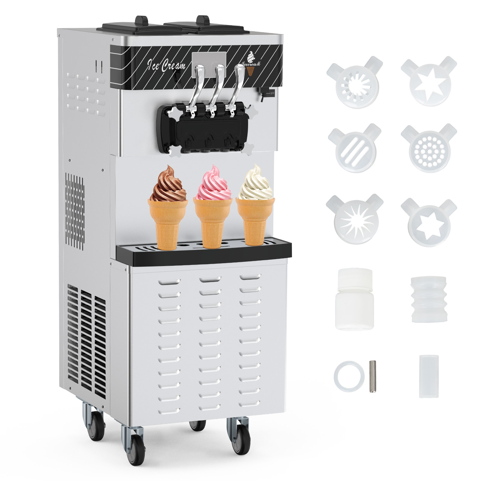 7.9Gal/H Commercial Electric Ice Cream Maker Soft Serve Machine Various shapes