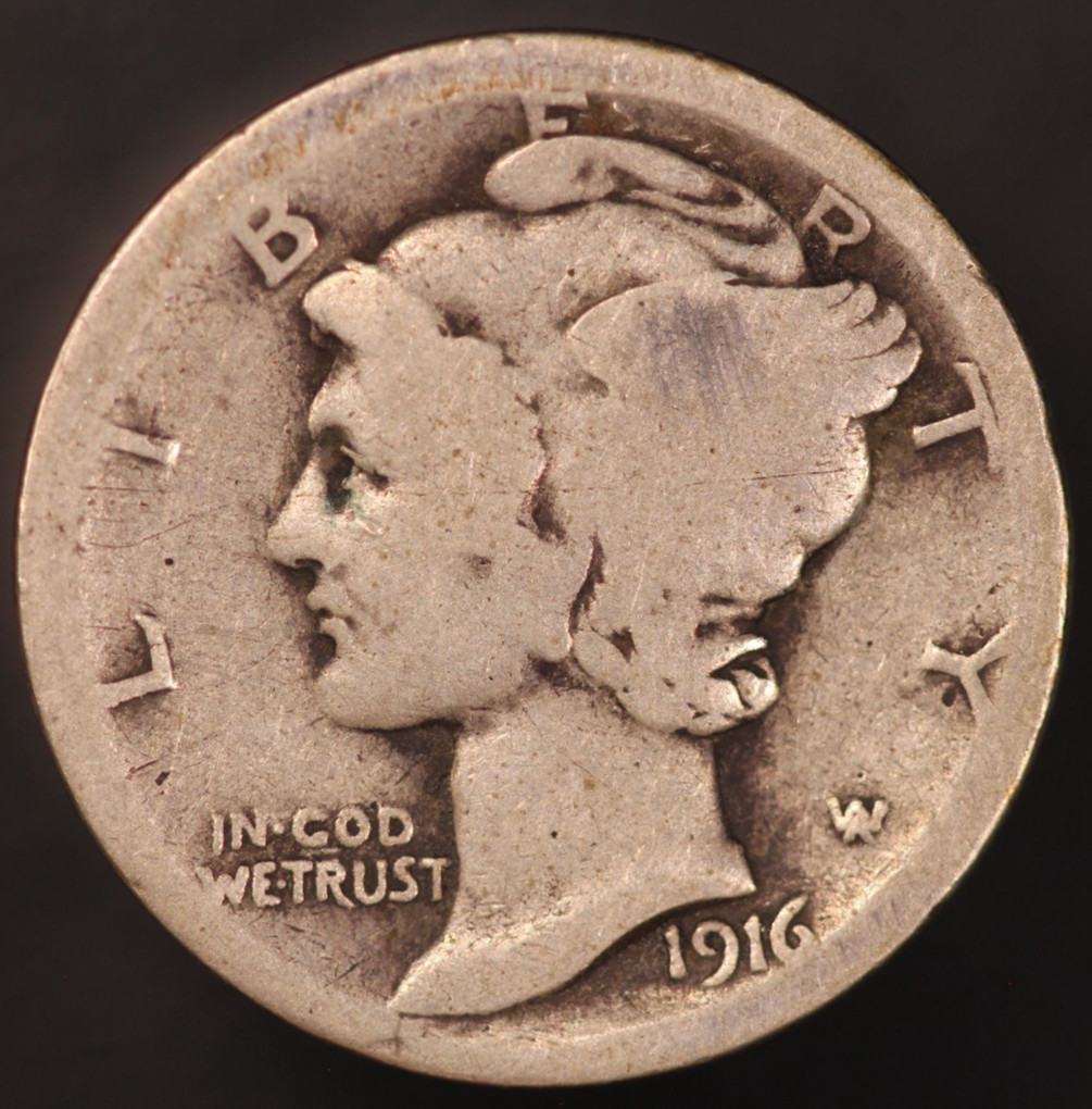 1916 MERCURY DIME | FRESH FROM ORIGINAL COLLECTION | LOT CC-811