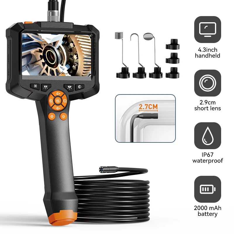 Endoscope Camera 4.3inch IPS Screen IP67 HD1080P 8mm Inspection Borescope