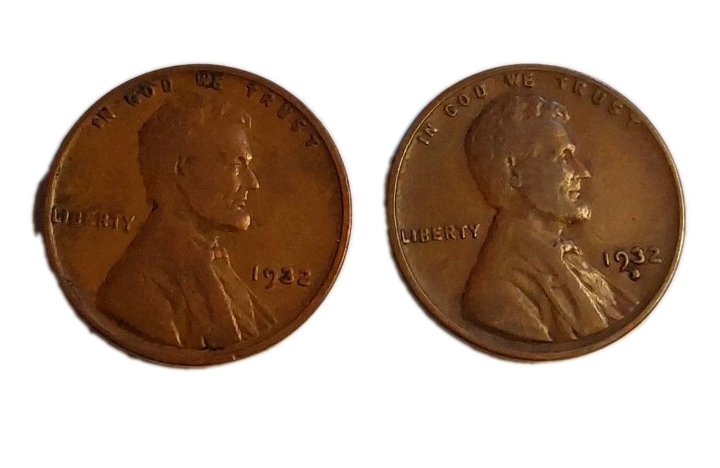Total of Two Coins 1932 PD-Lincoln Wheat Penny -Very Fine Medium Brown Free Post