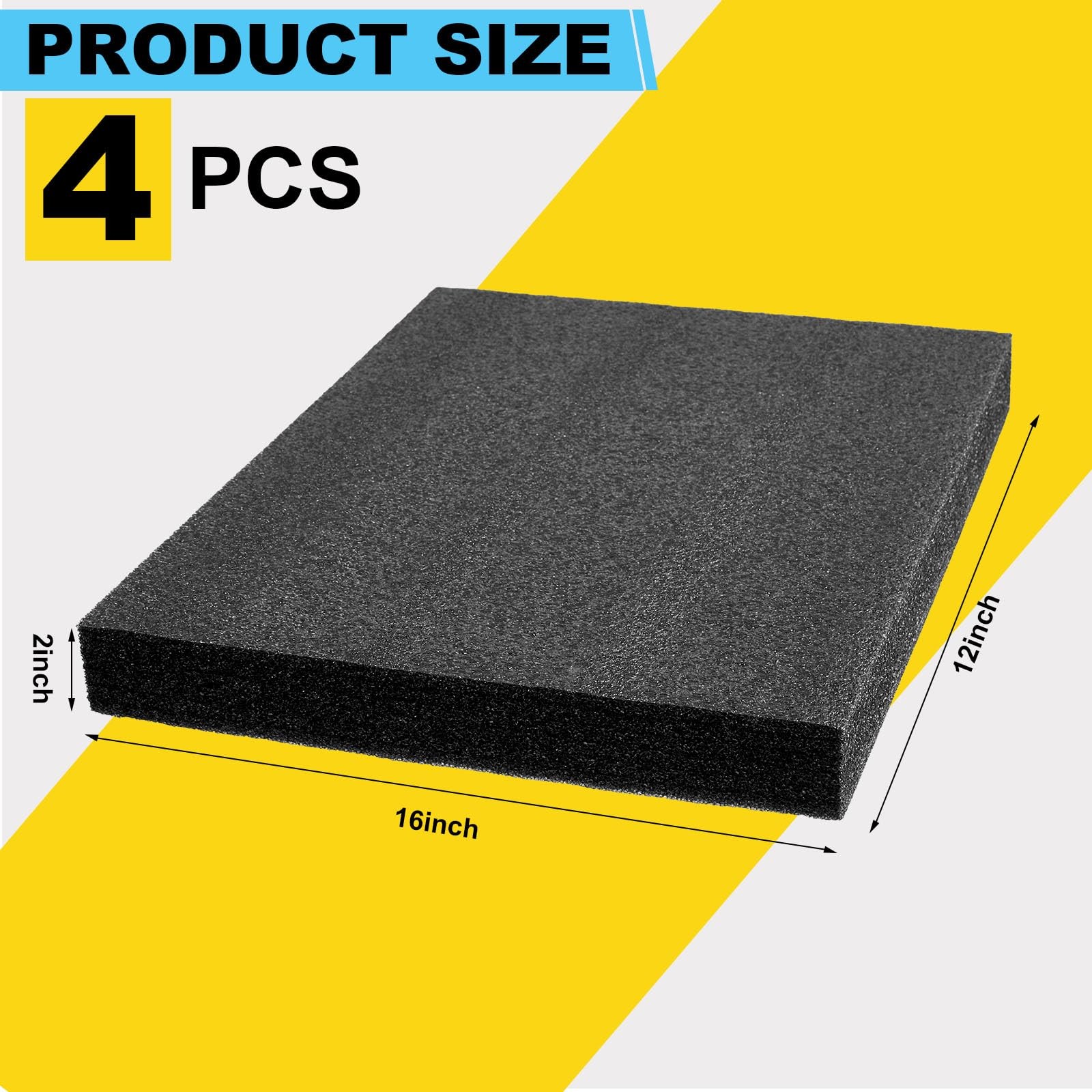 4 Pcs Customizable Polyethylene Foam Sheet 16 x 12 x 2 Thick Padding Cuttable...