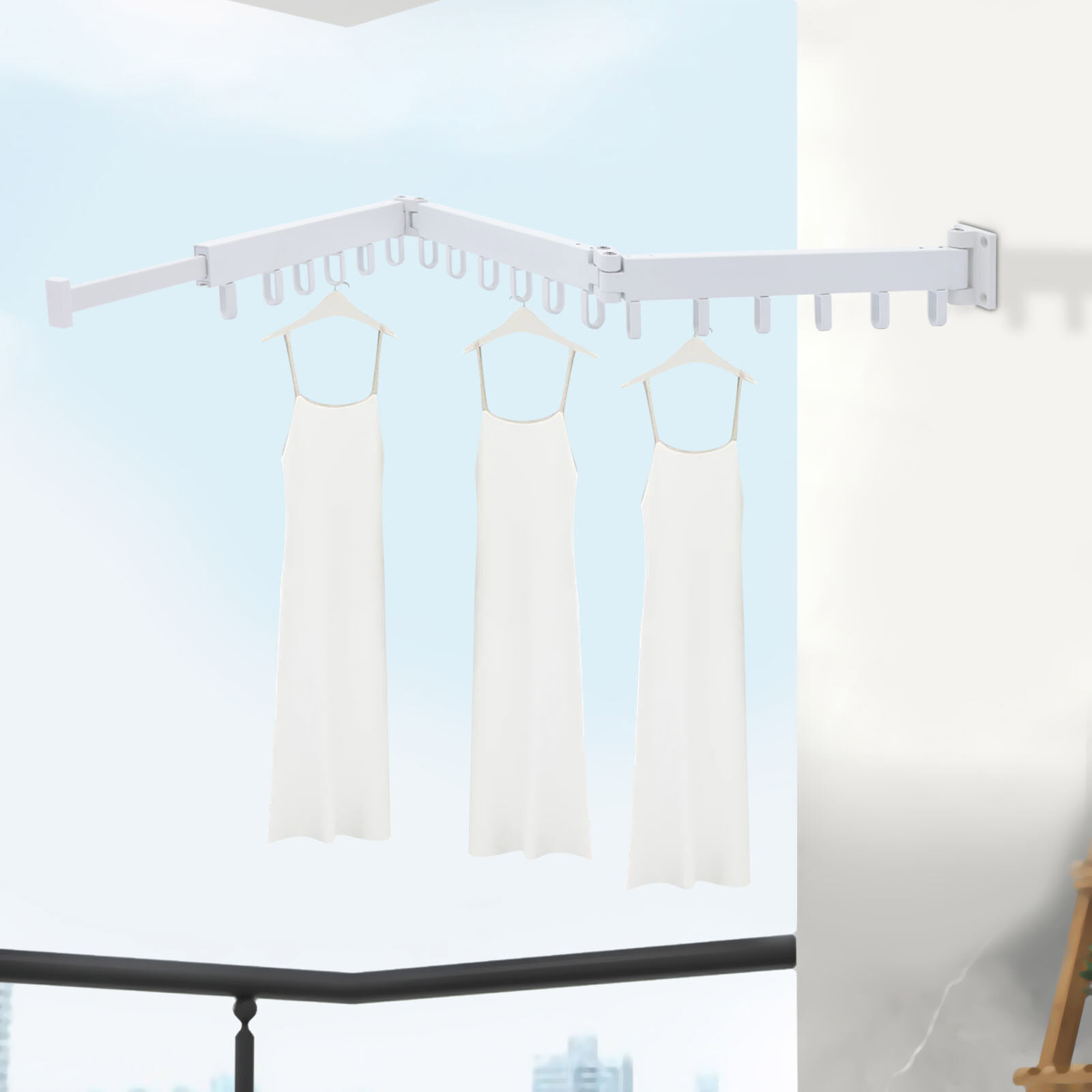 Clothes Drying Rack Laundry Organizer Folding Retractable Wall Mount Hanger