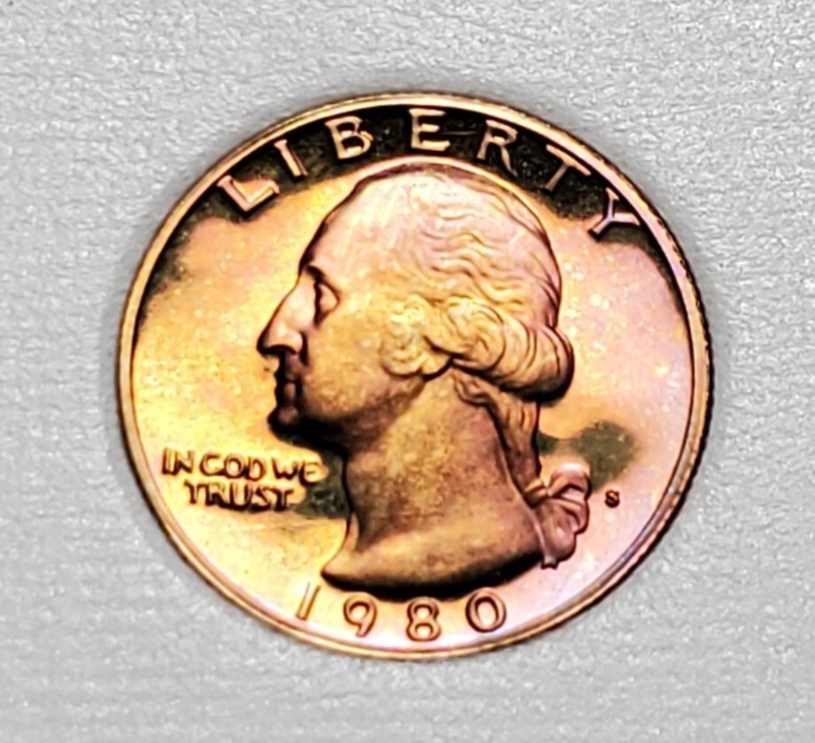 TONED 1980 S WASHINGTON QUARTER PROOF UNC #C3279