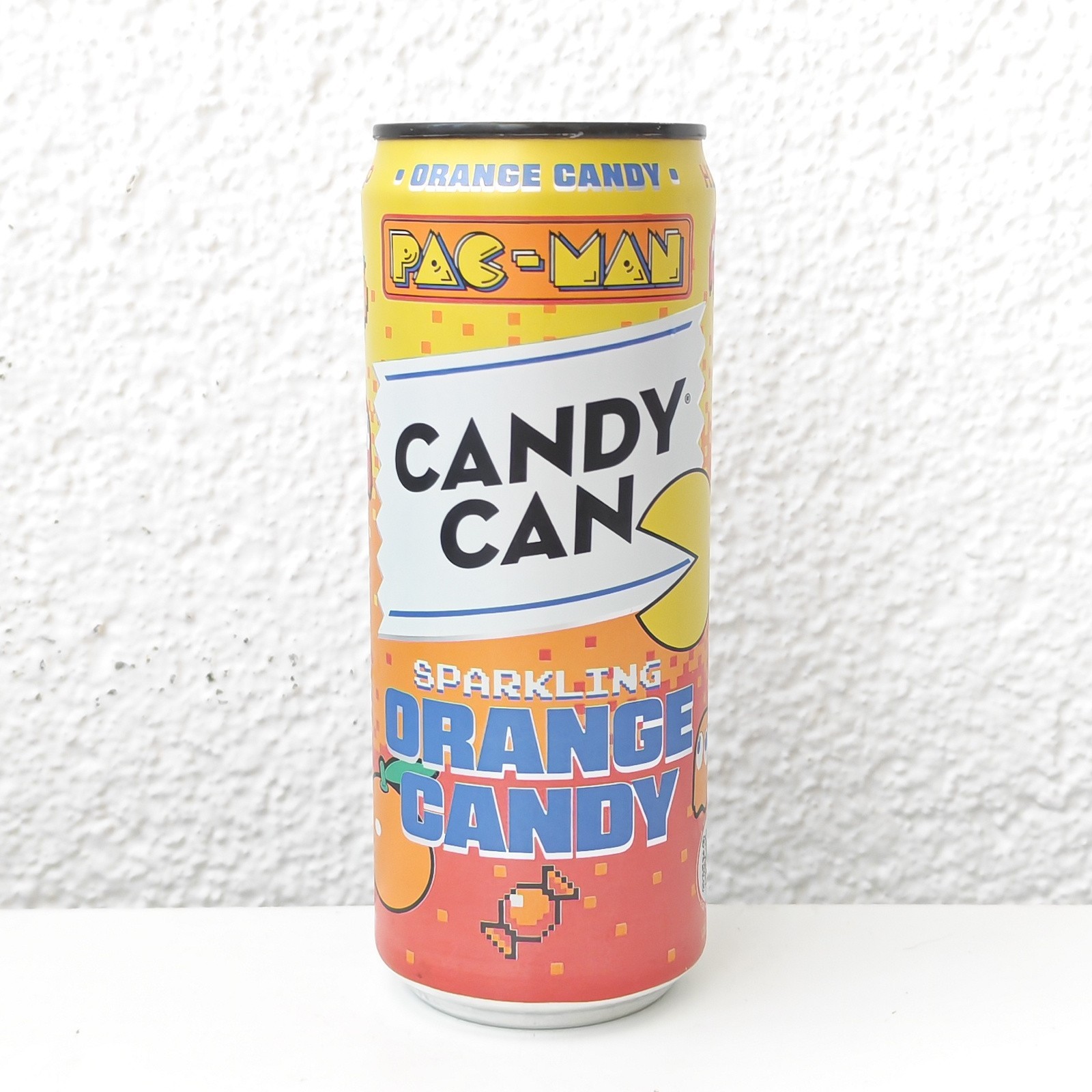 Empty PAC-MAN Candy Can: Sparkling Orange Candy; 330 ml - BOTTOM - Version A