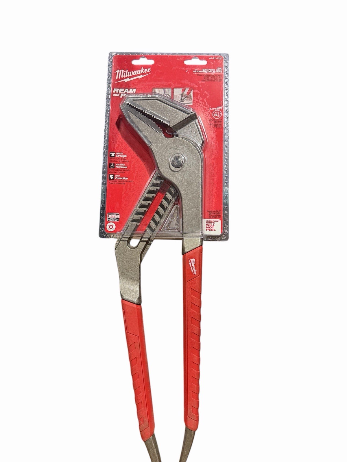 For Milwaukee 48-22-6320 20-in Comfort Grip Ream and Punch Straight-Jaw Pliers