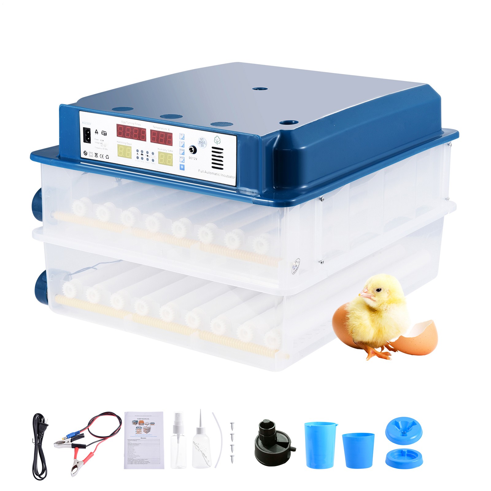 Automatic 120 Eggs Incubator Temperature Control Digital Chicken Egg Hatcher--