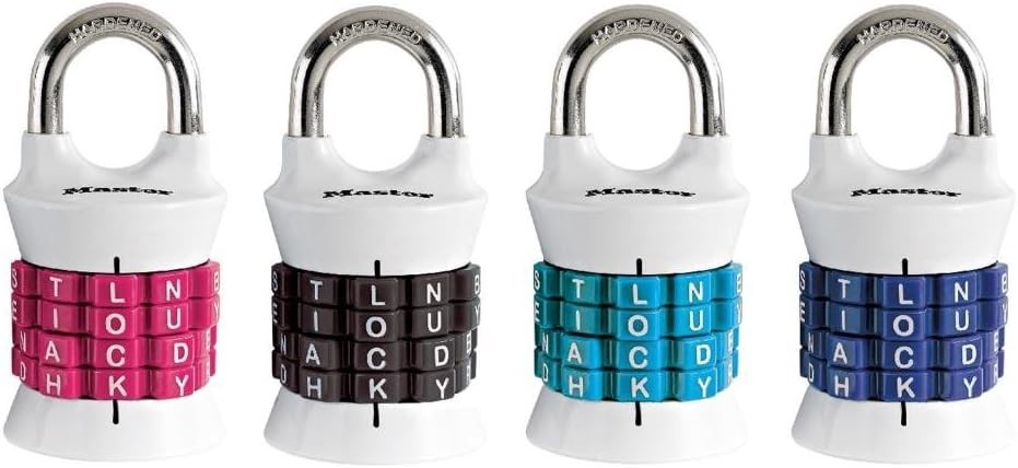 ✨4-Pack Color✨ Master Lock 1535Dwd Vertical Resettable Word Combination Padlock