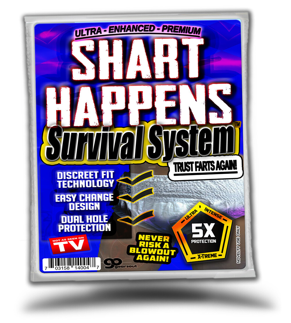 Shart Happens Survival System - Adult Diaper Gag Gifts - Funny Butt Products