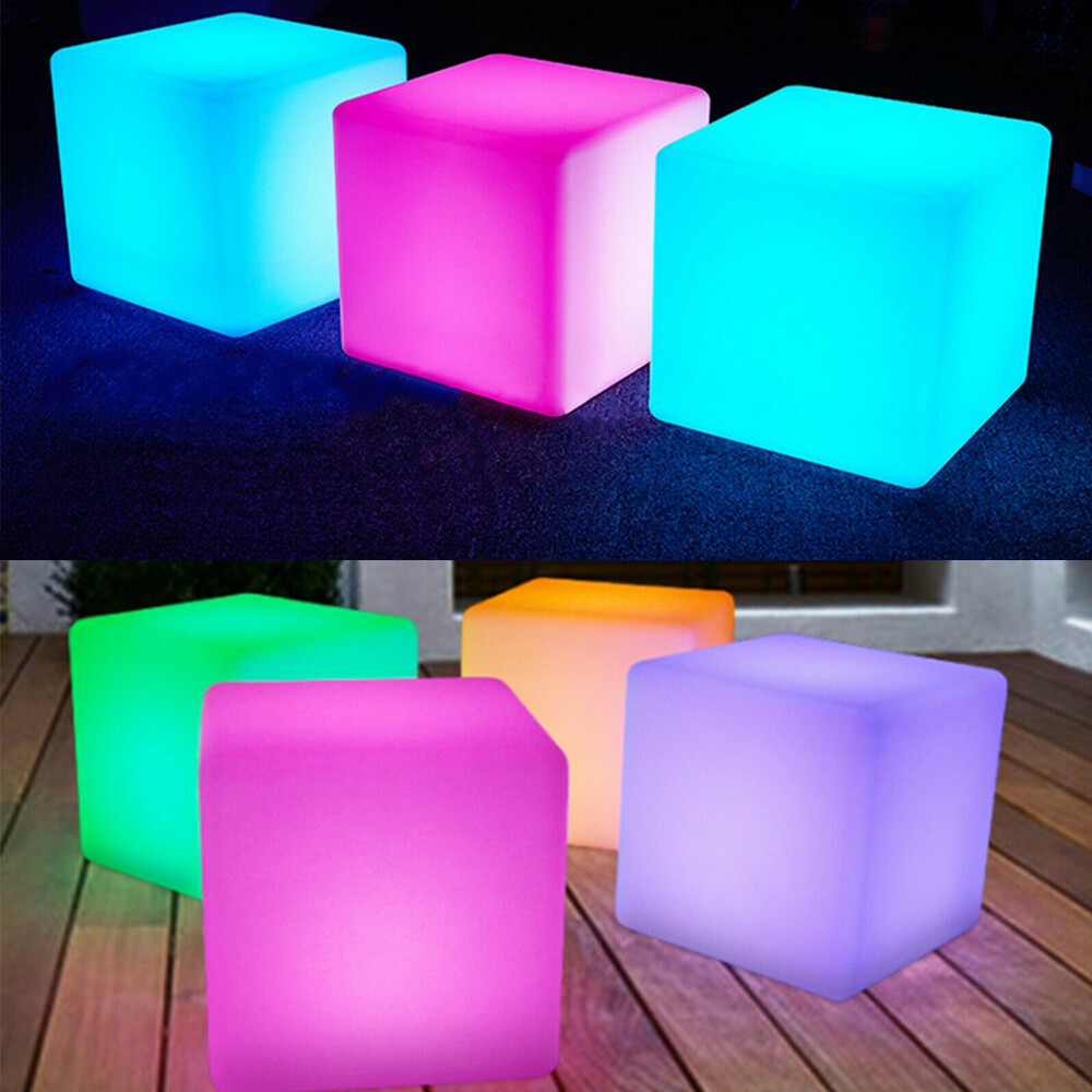 16" LED Light Cube Stools Chair W/ Remote Control 16 RGB Colors Rechargeable USA