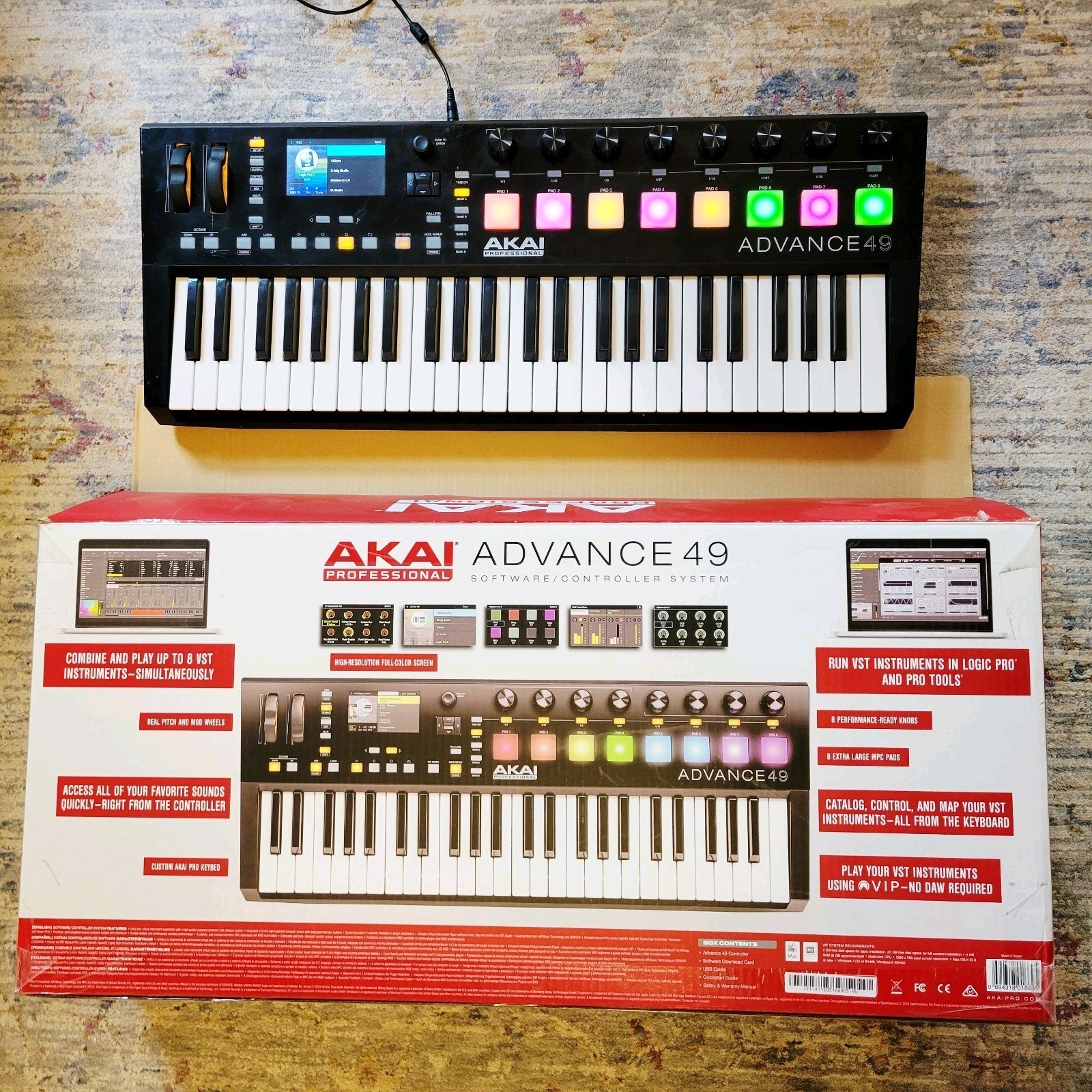 AKAI ADVANCE 49 USB MIDI Keyboard Controller with Box NO POWER SUPPLY OR ACCS.