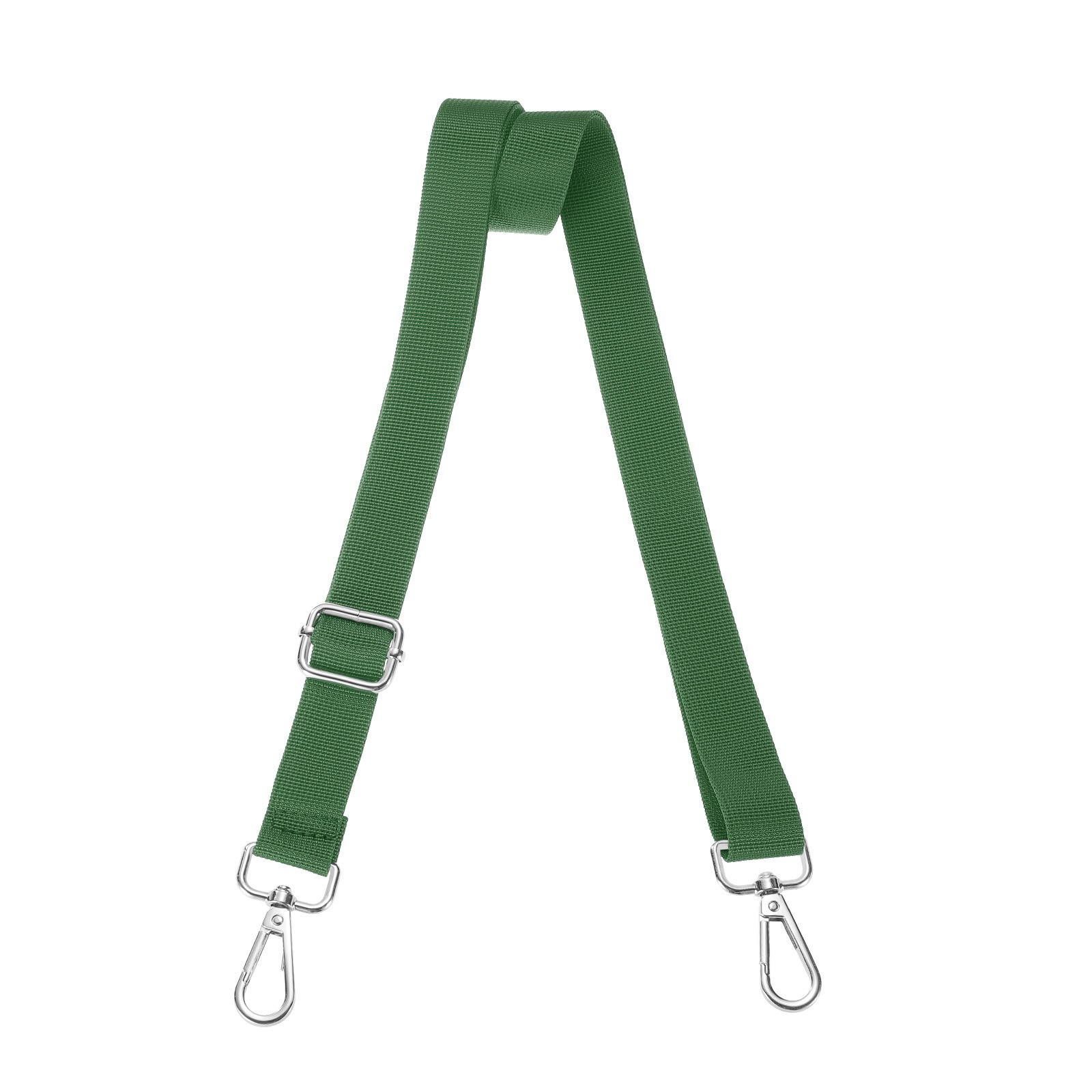Shoulder Strap 2.5cm Wide Crossbody Strap, Green Color, Silver Buckle