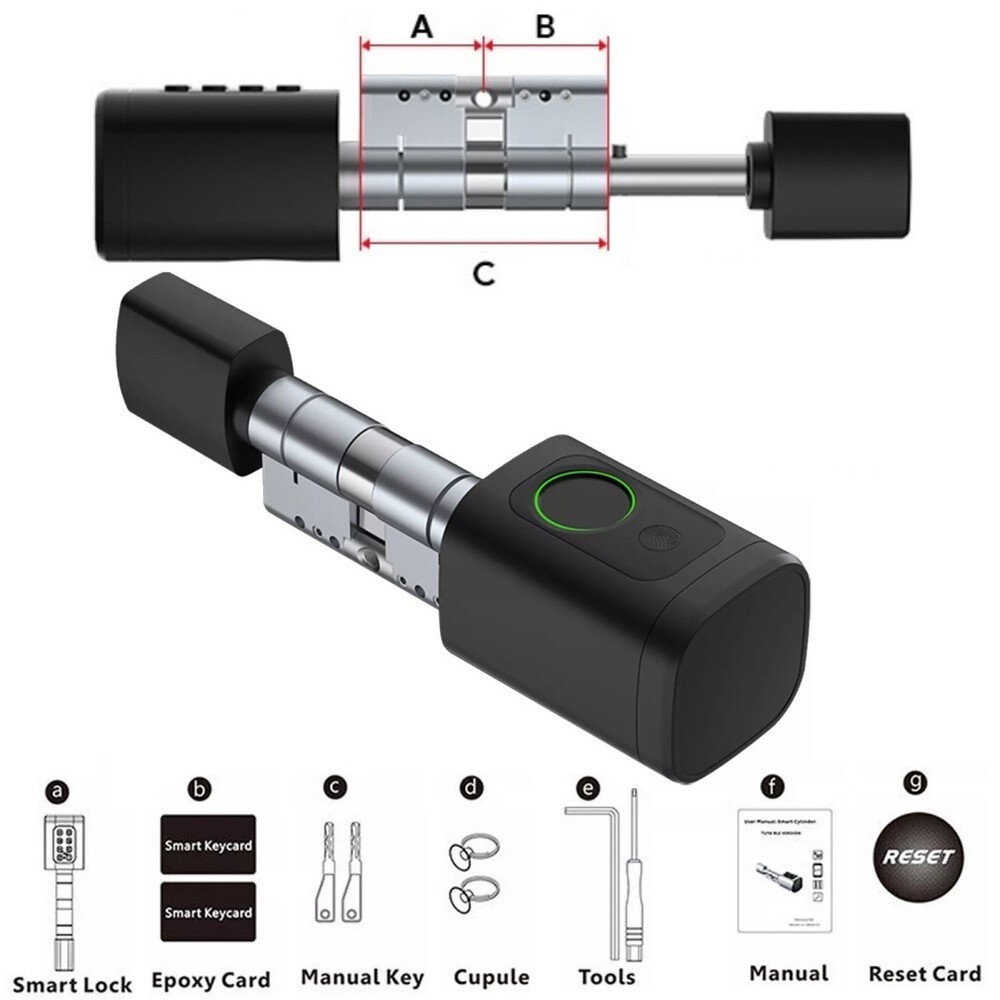 1PCS Euro Profile Modern Tuya Smart Lock APP Remote Control Key Smart Door Lock