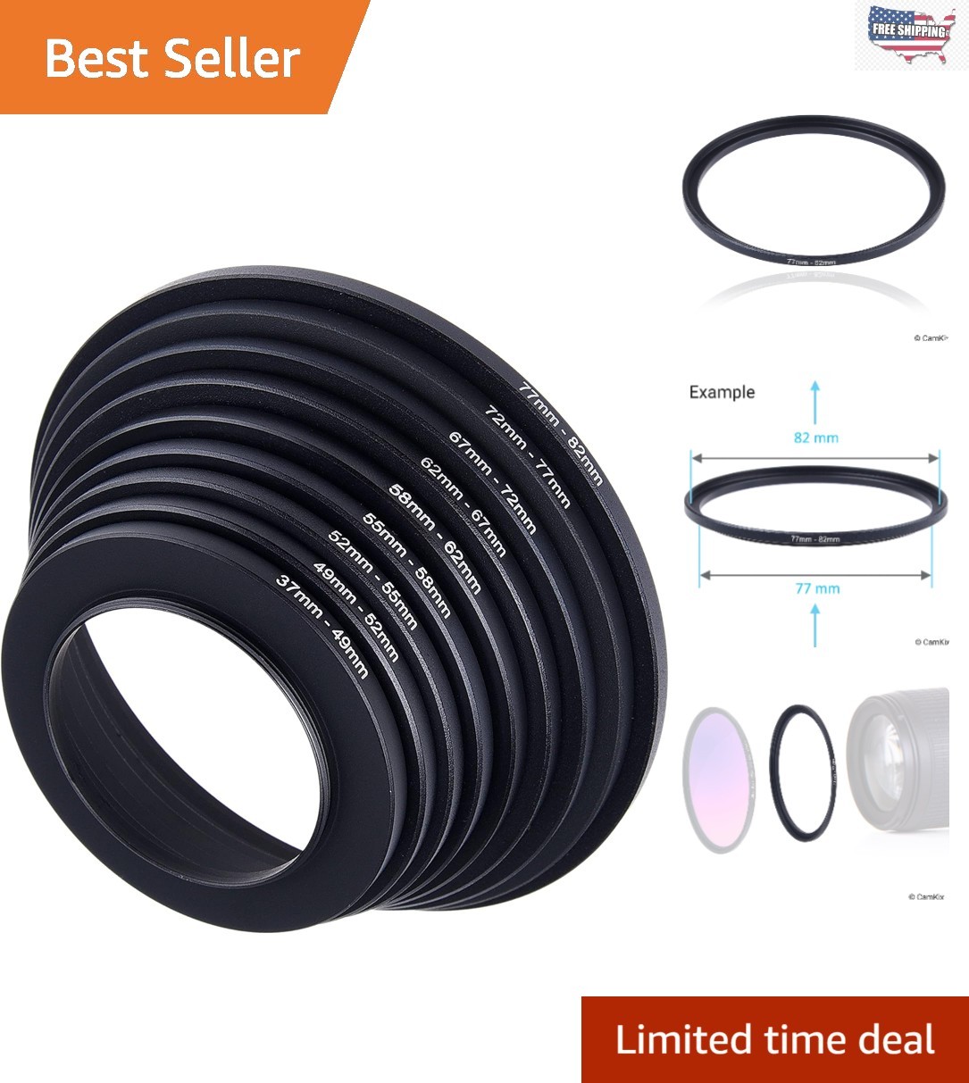 Versatile 9-Piece Step Up Lens Filter Adapter Rings for Maximum Compatibility