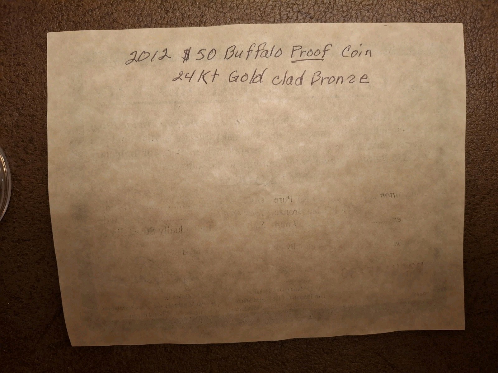 2012 US Buffalo Indian Head Gold Plated Coin w/Case & COA COPY