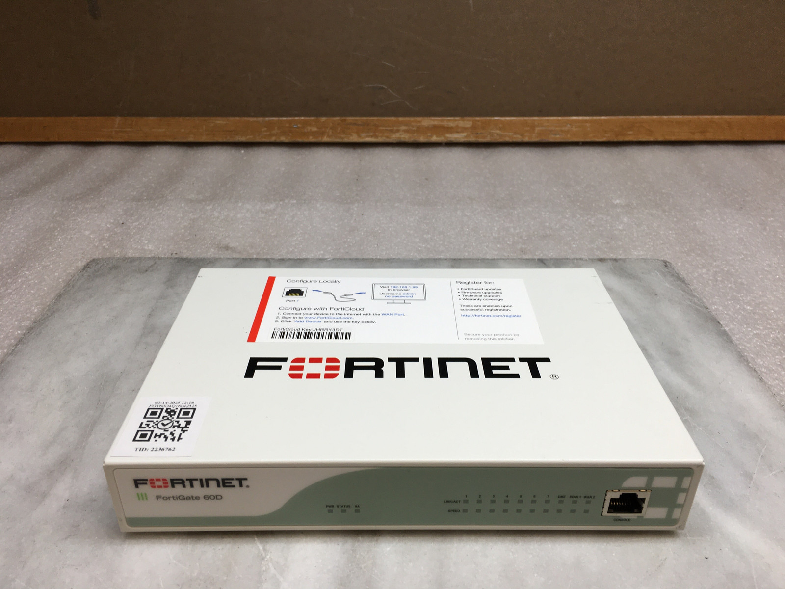 Fortinet FortiGate 60D FG-60D Firewall Network Secutiry Appliance No PWR Adapter