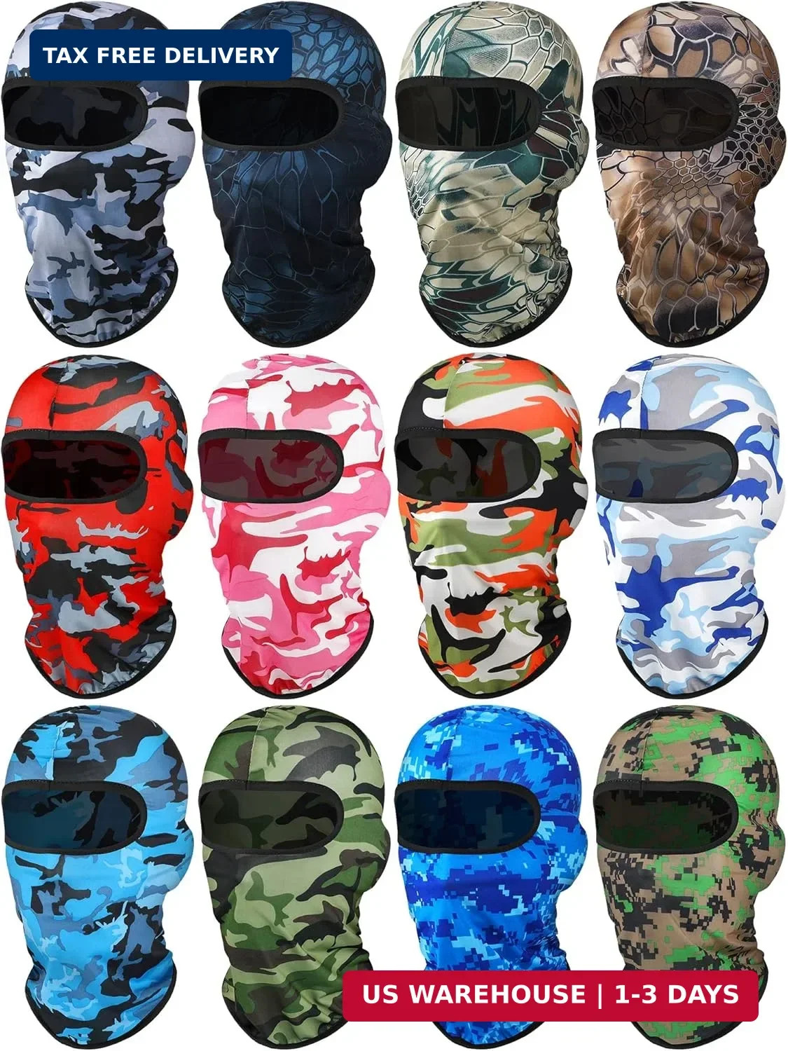 Geyoga 12 Pcs Sun Protection Balaclava for Women Full Face Cover UV Protection B