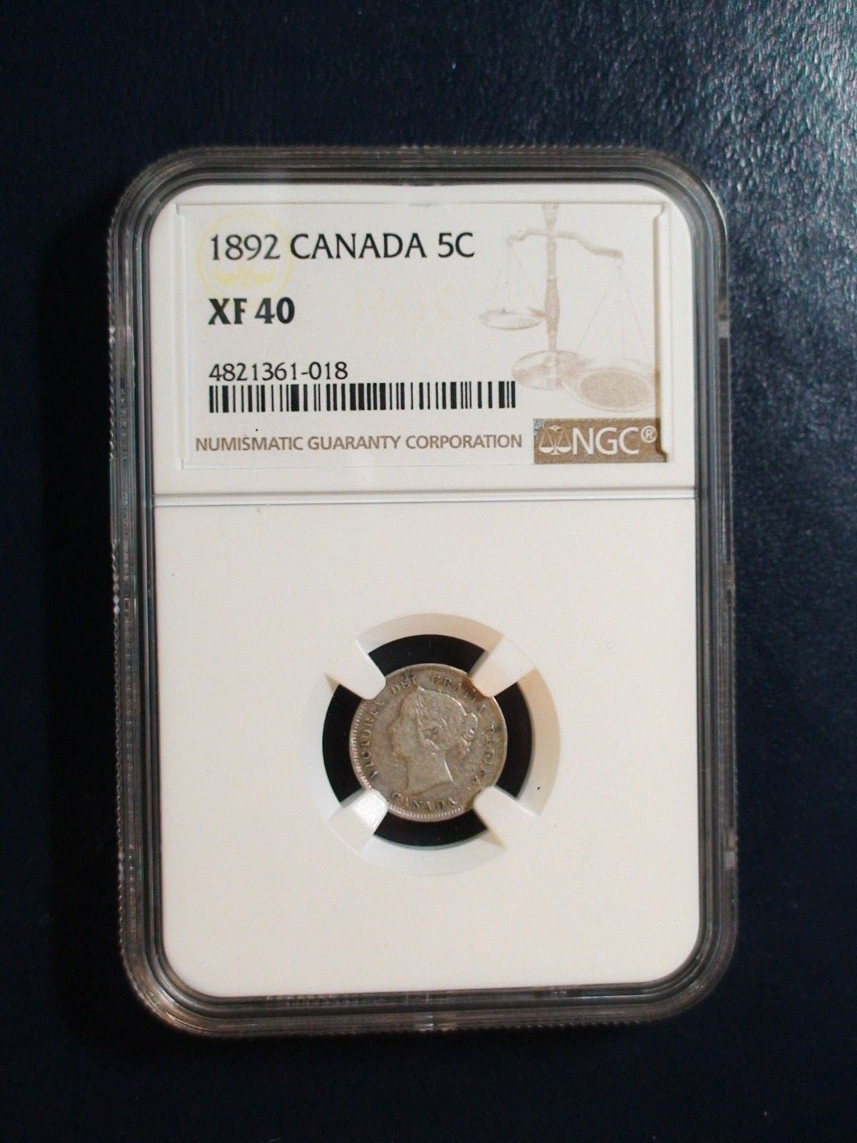 1892 Canada Five Cents NGC XF40 SILVER 5C Coin BUY IT NOW!