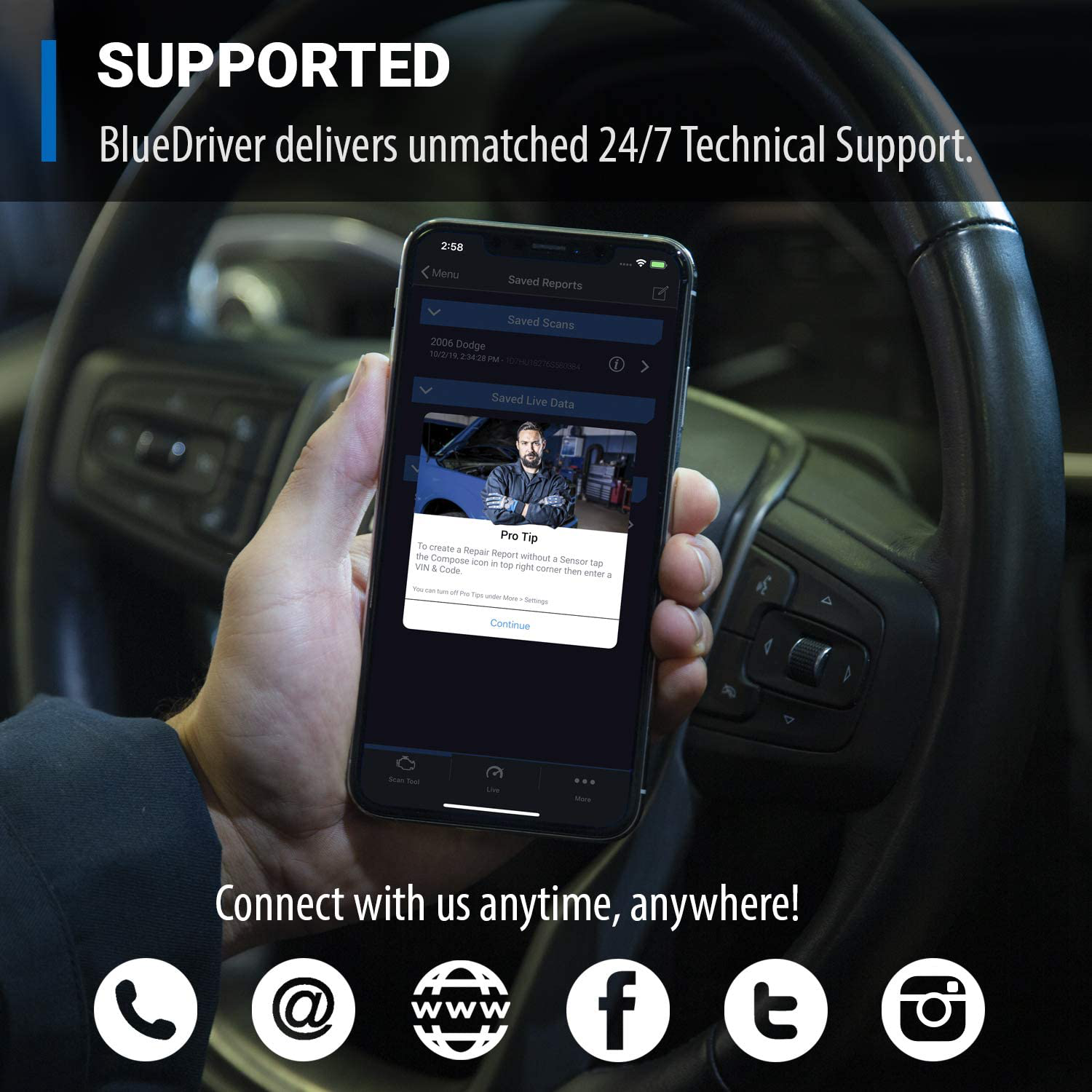 Bluetooth Pro OBD2 Scanner Iphone Android Vehicle Diagnostic Code Reader Tool