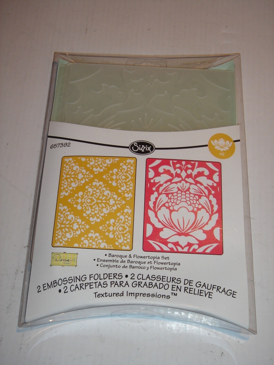 SIZZIX Textured Impressions Embossing Folders 2pack Baroque & Flowertopia 657392