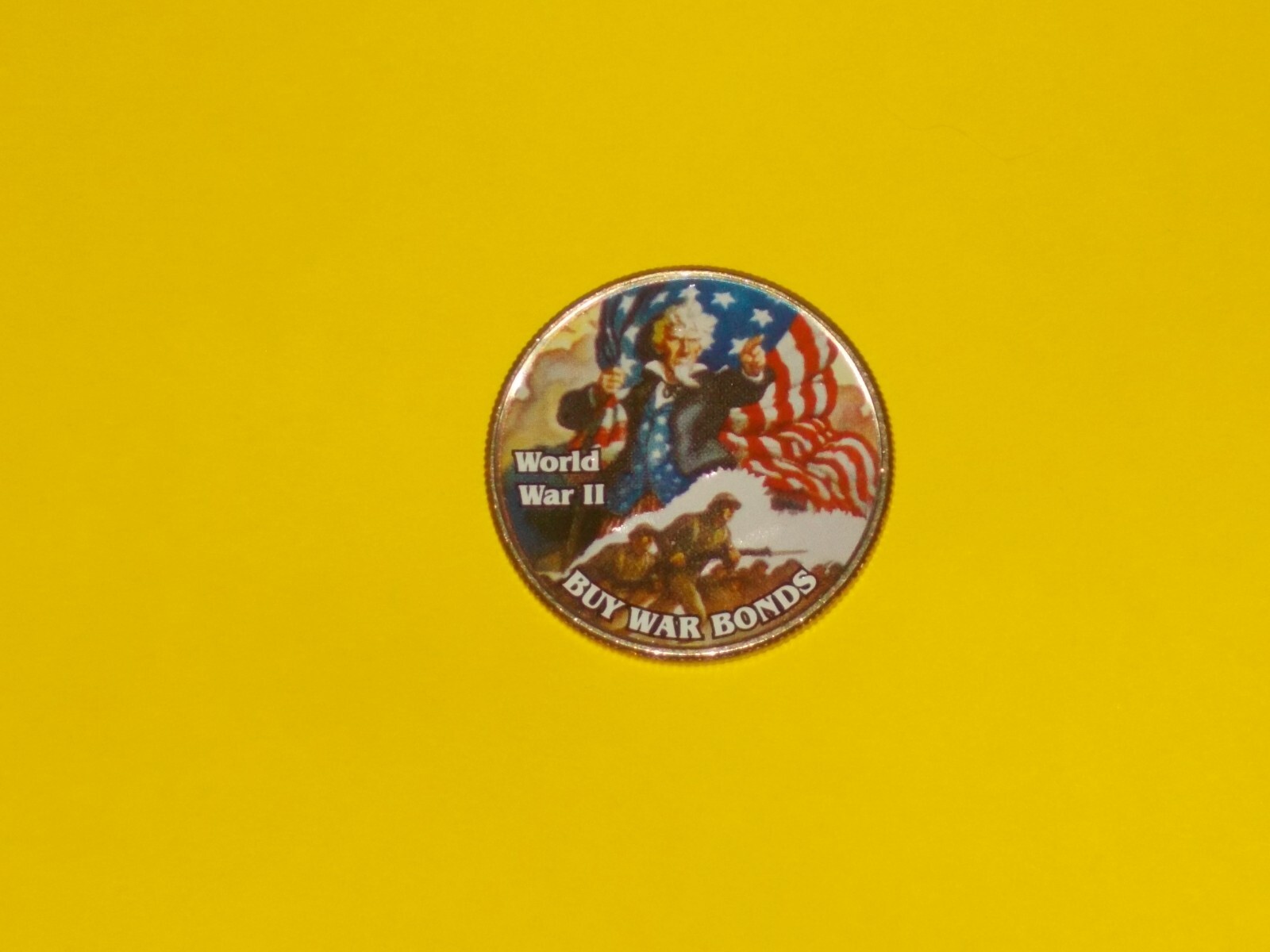 Colorized Kennedy Half Dollar - World War 2 - Buy War Bonds Uncle Sam K972