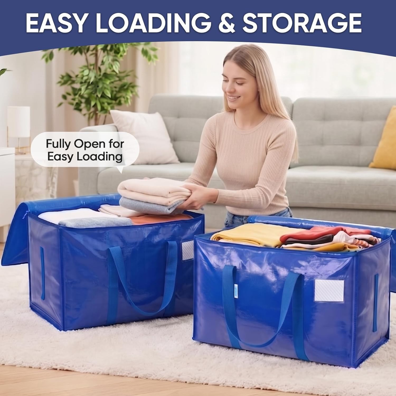 4 Pack Heavy Duty Water-Resistant Moving Bags - Extra Large Storage Solution