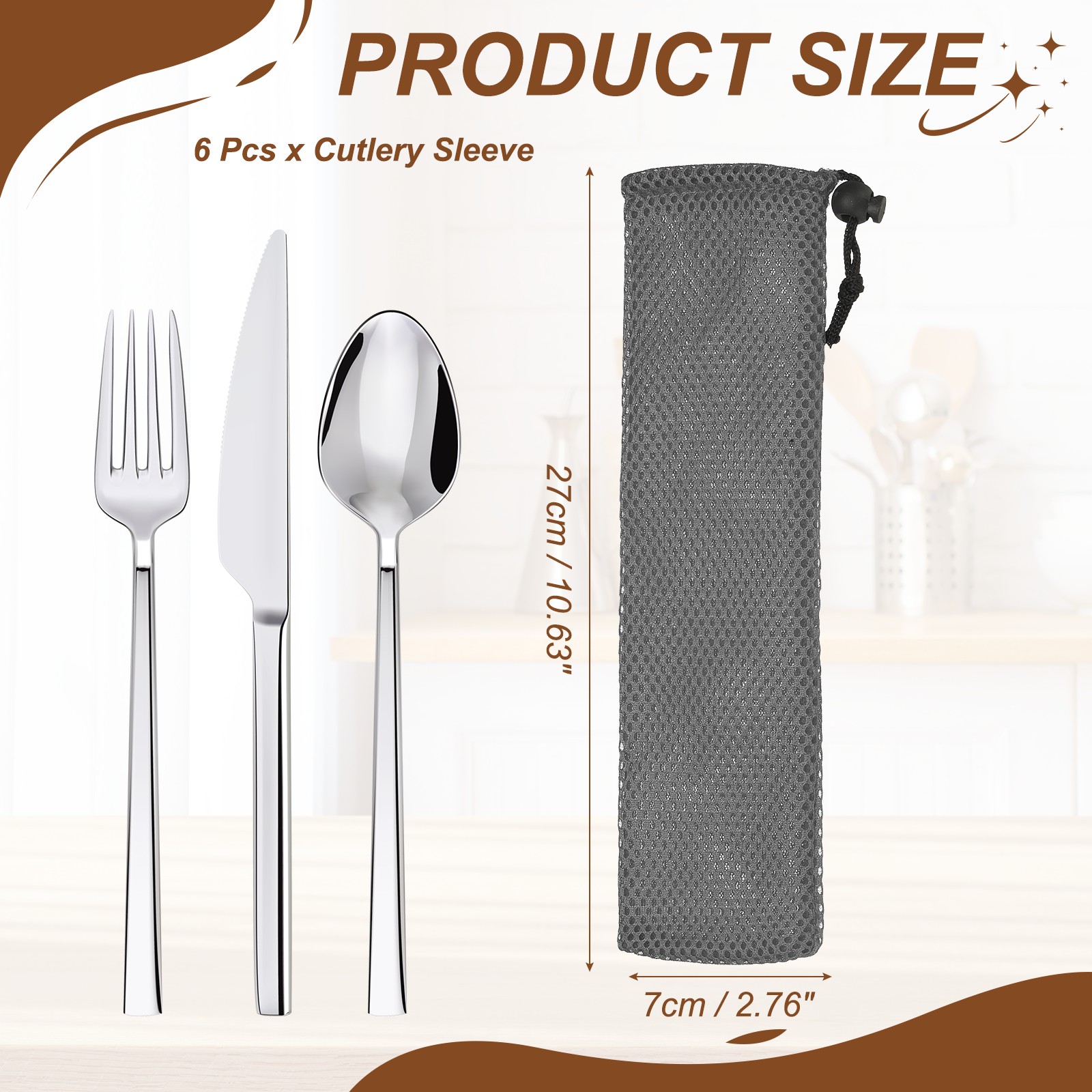 6Pcs Pouch Bag Straw Carrying Cases l & Gray