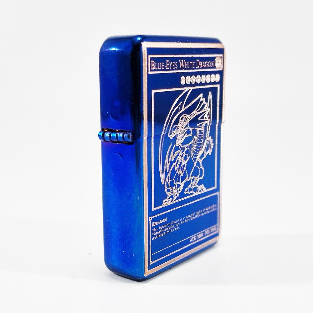 BRAND NEW - BRUSHED STYLED CIGARETTE PETROL LIGHTER - BLUE EYES WHITE
