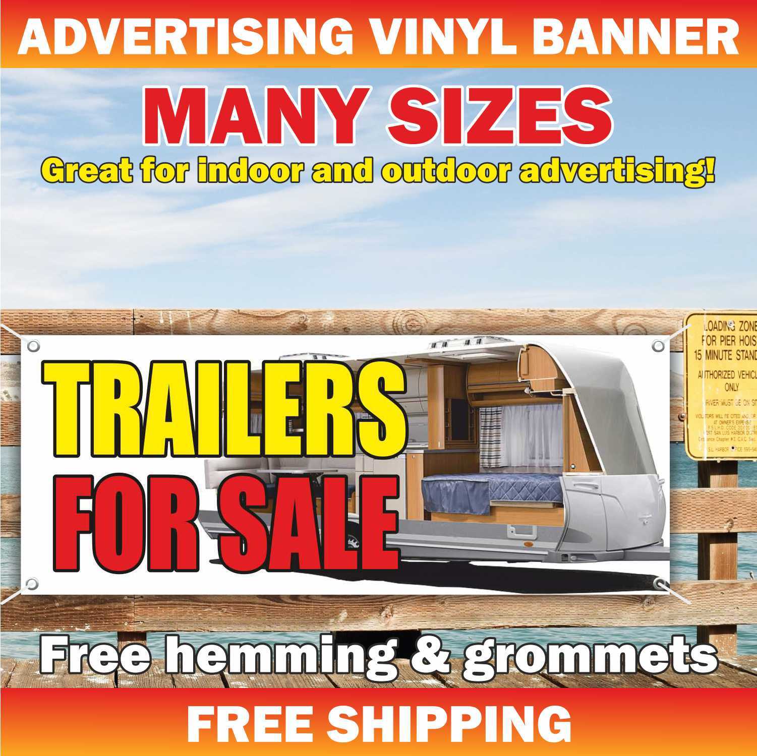 TRAILERS for SALE Advertising Banner Vinyl Mesh Sign auto car dealer garage shop