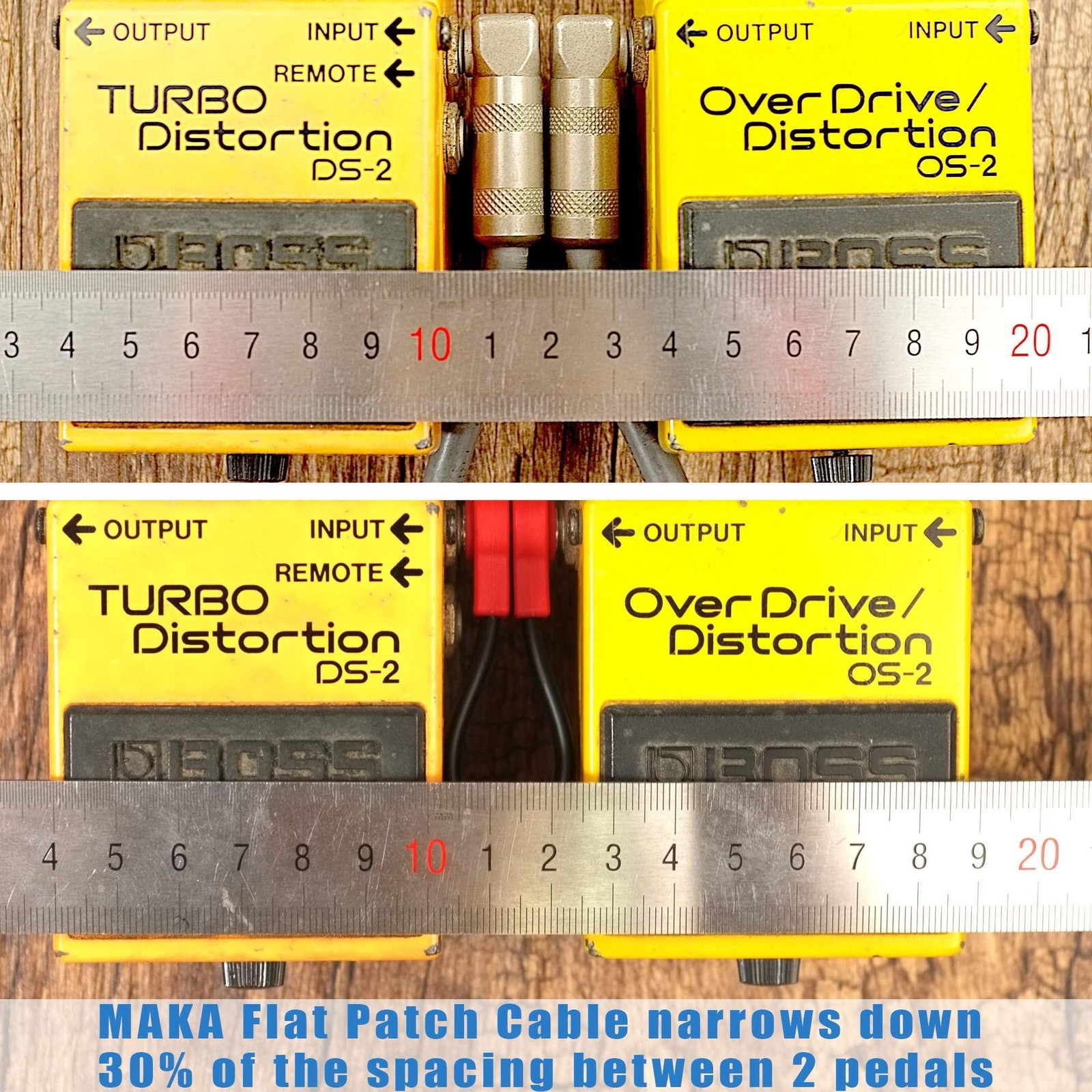Flat Low Profile Guitar Patch Cable 4 inch for Effects Pedals, 1/4 inch Right...