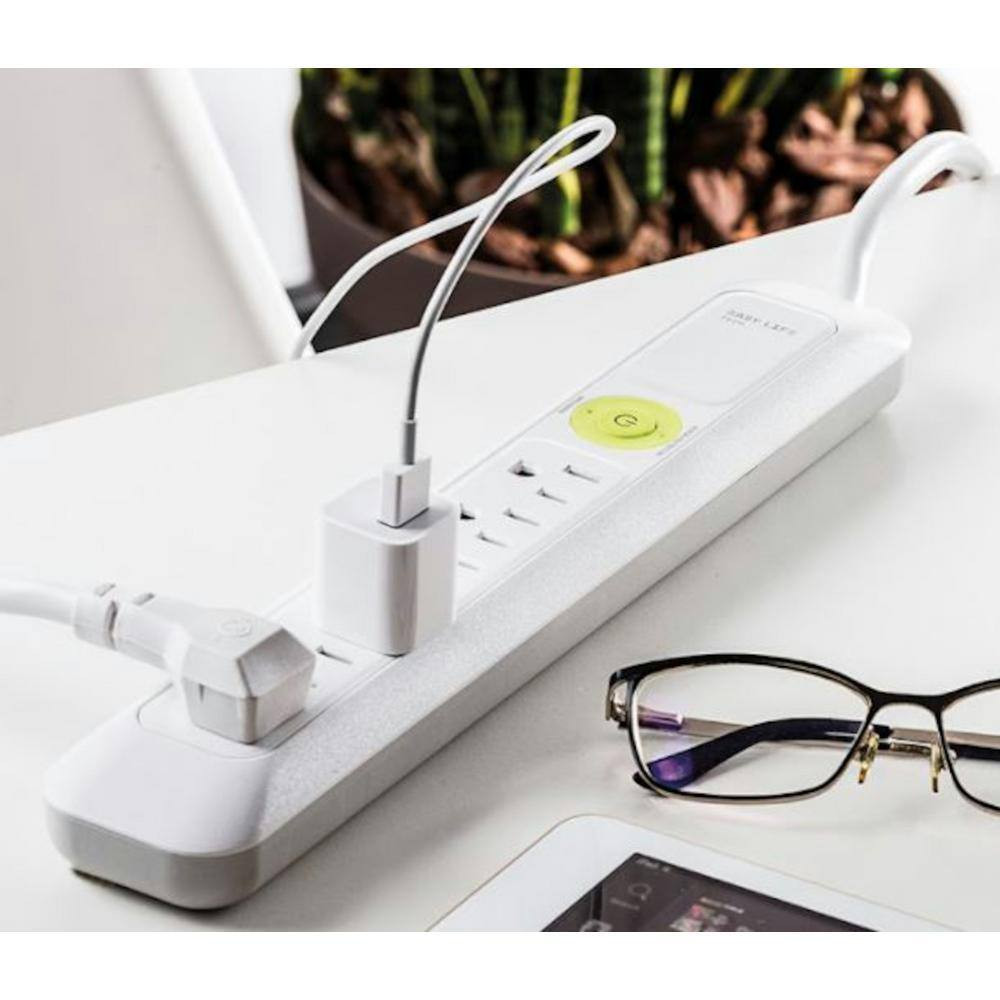 6 Ft, 6-Outlet, Power Strip Surge Protector - White