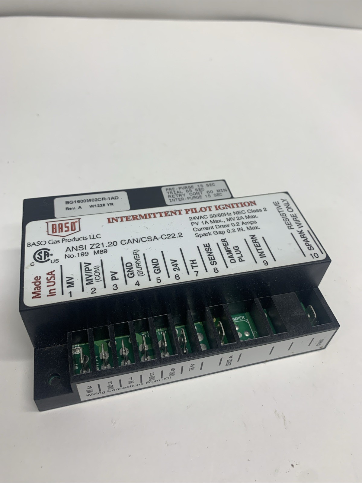 Baso Gas Products BG1600M02CR-1AD Intermittent Pilot Ignition Module