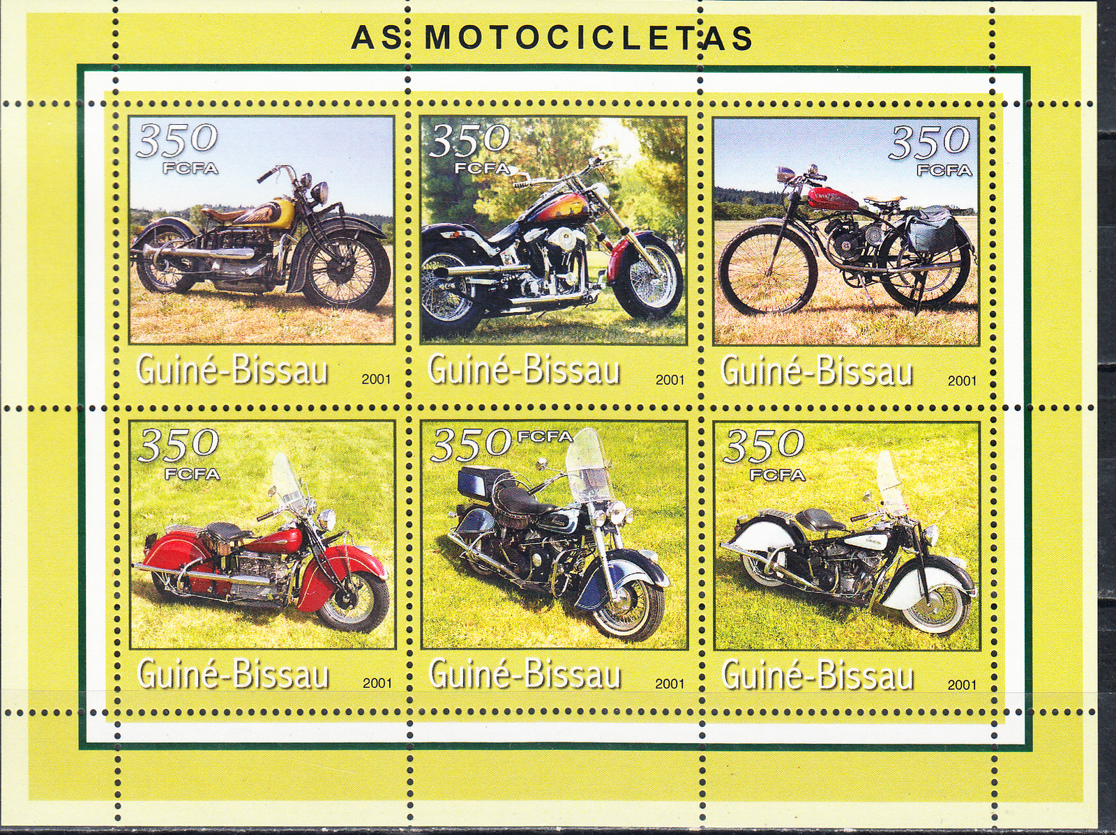 W GUINEA-BISSAU Y2001 (18) MOTORCYCLES MINI SHEET