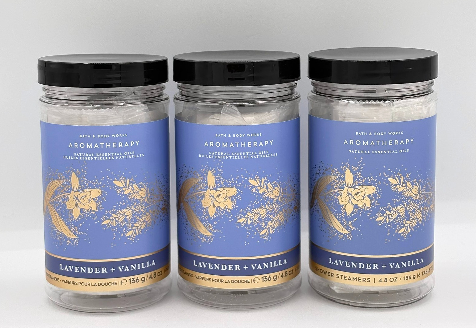 Bath & Body Works Aromatherapy Lavender Vanilla Shower Steamers Set of 3 New