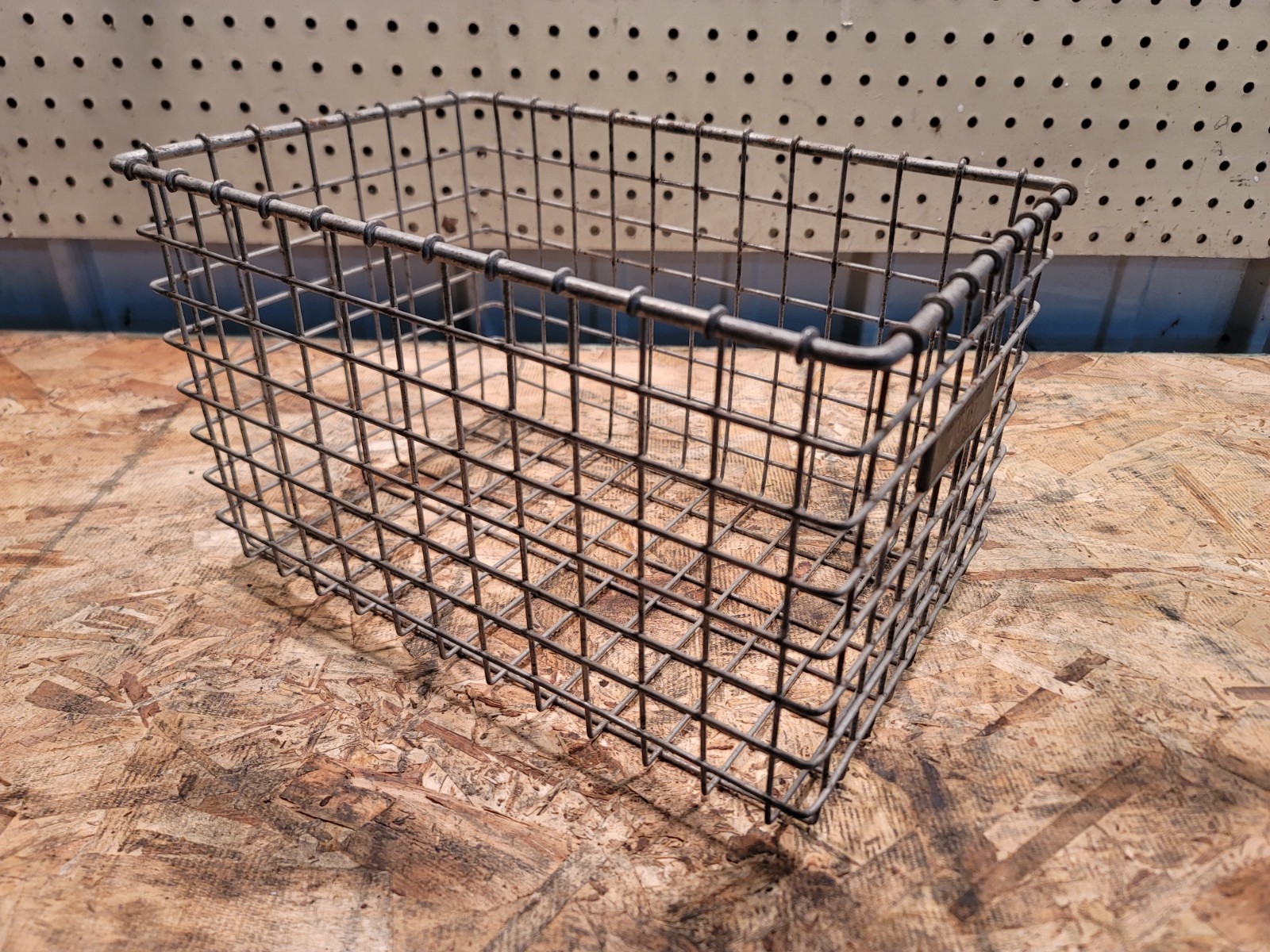 Vintage Wire Gym Locker Basket, Jersey City NJ Wire, Industrial #942