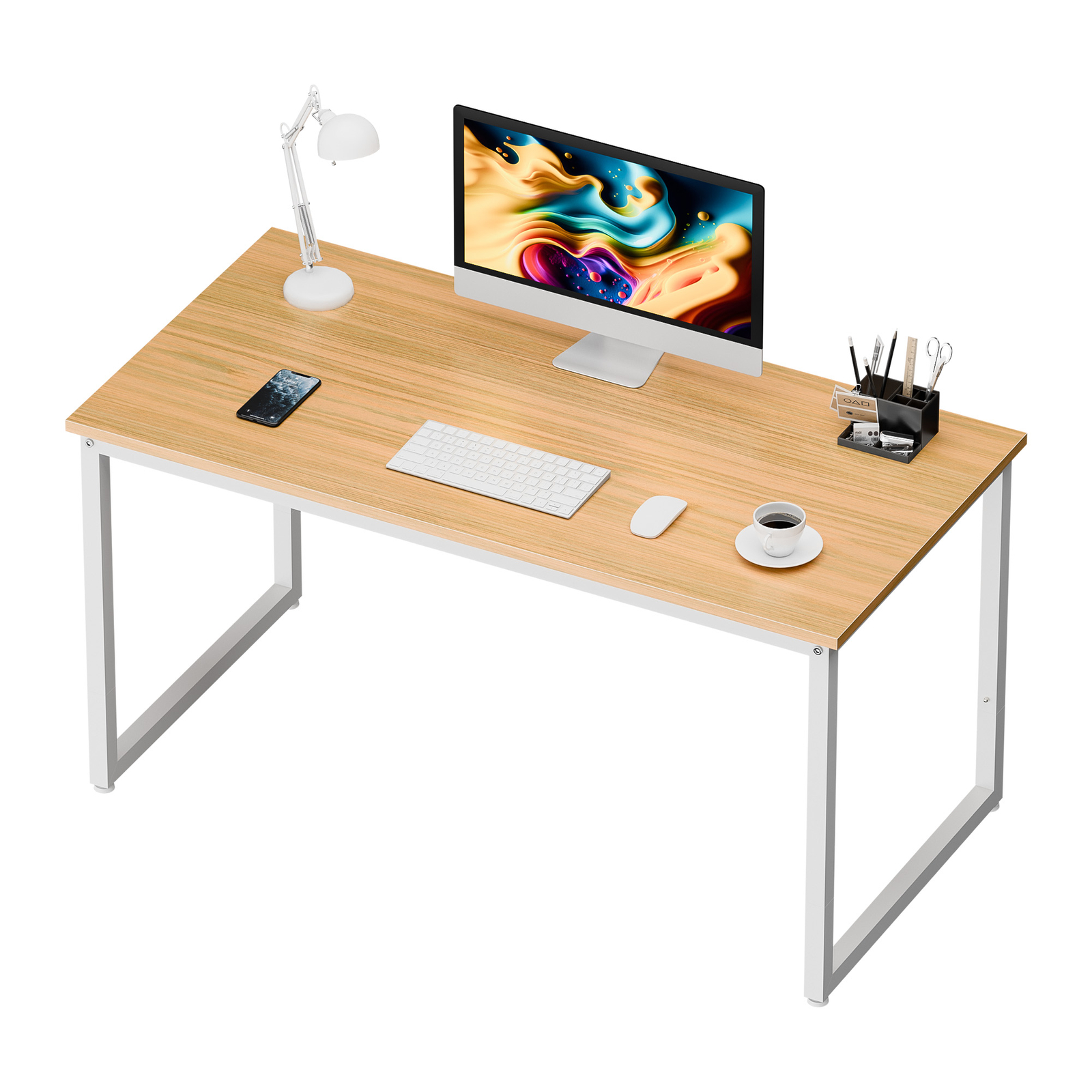 47" Modern Espresso Rectangular Dining Table Office Desk Computer Table, Natural