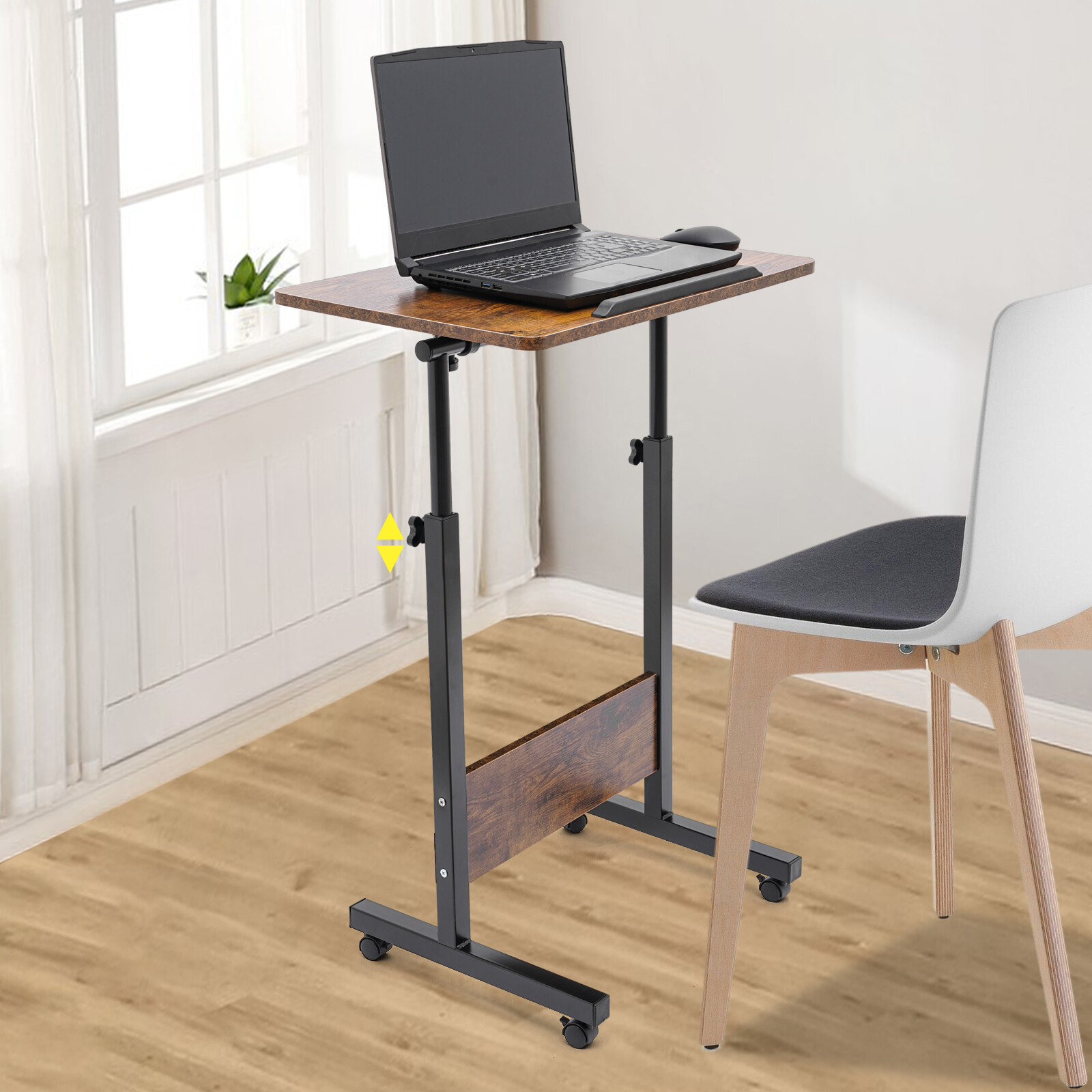 Adjustable Height Standing Desk Portable Rolling Computer Stand with 4 wheels