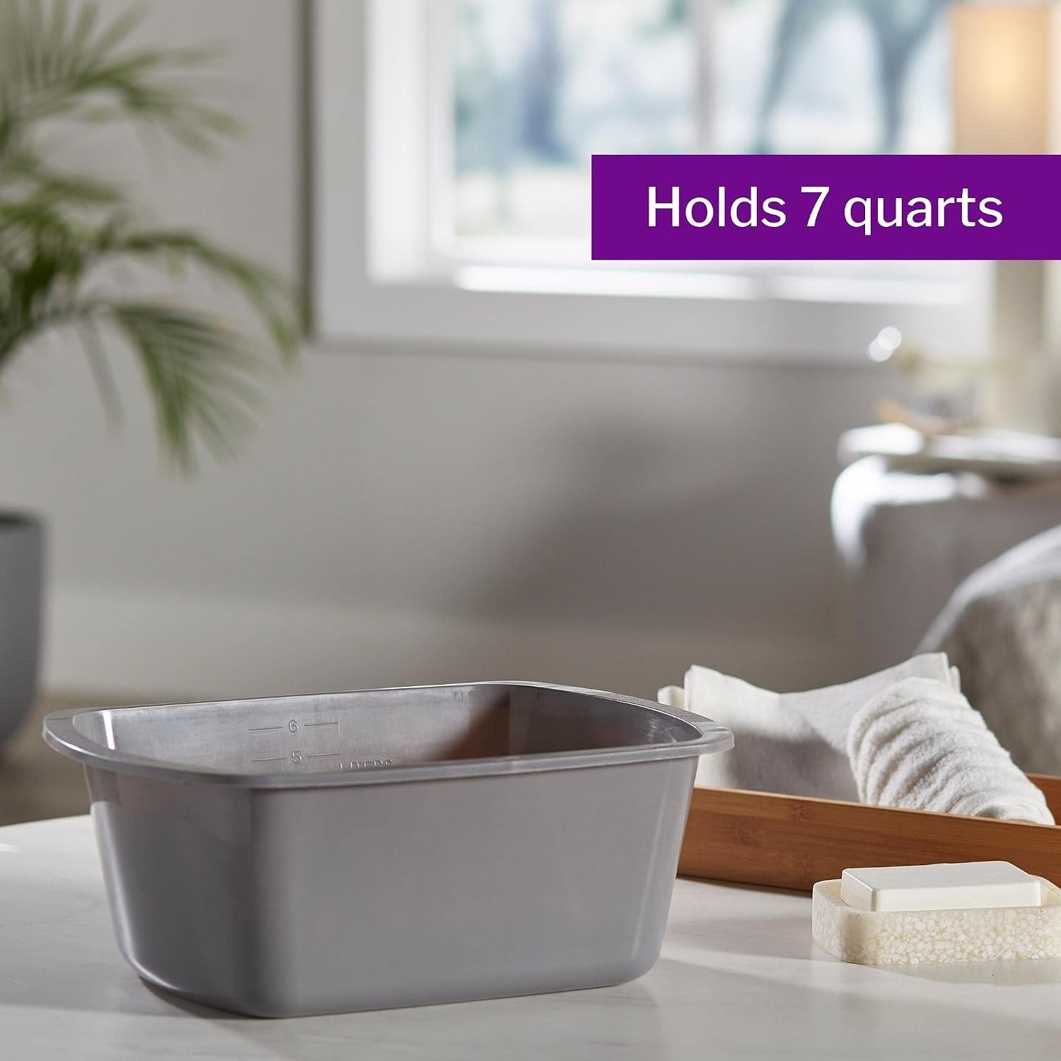 Wash Basin, Plastic, Rectangle, 7 qt, 1 Count