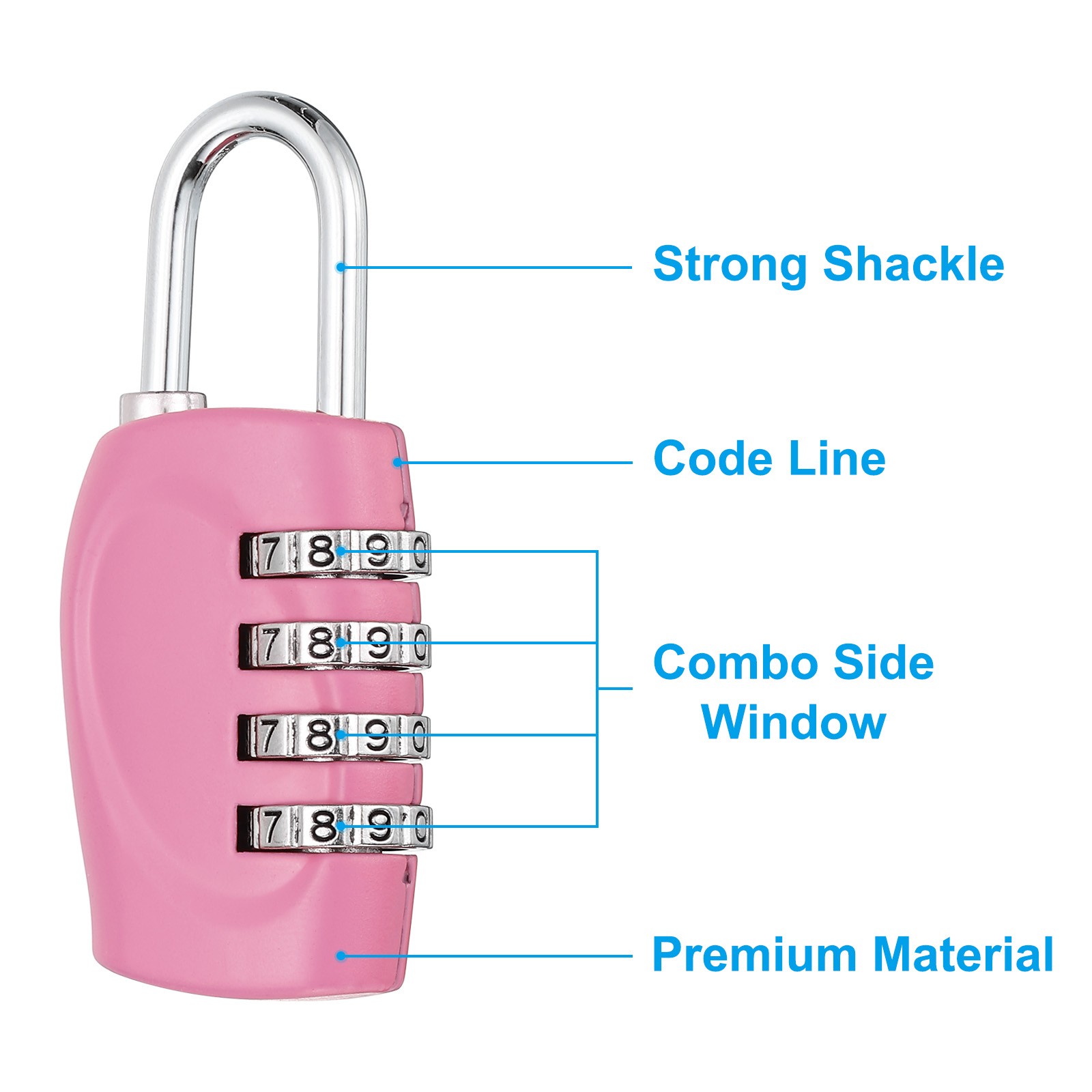 Combination Lock, 4 Digit Outdoor Padlock Waterproof Locker Lock, Pink