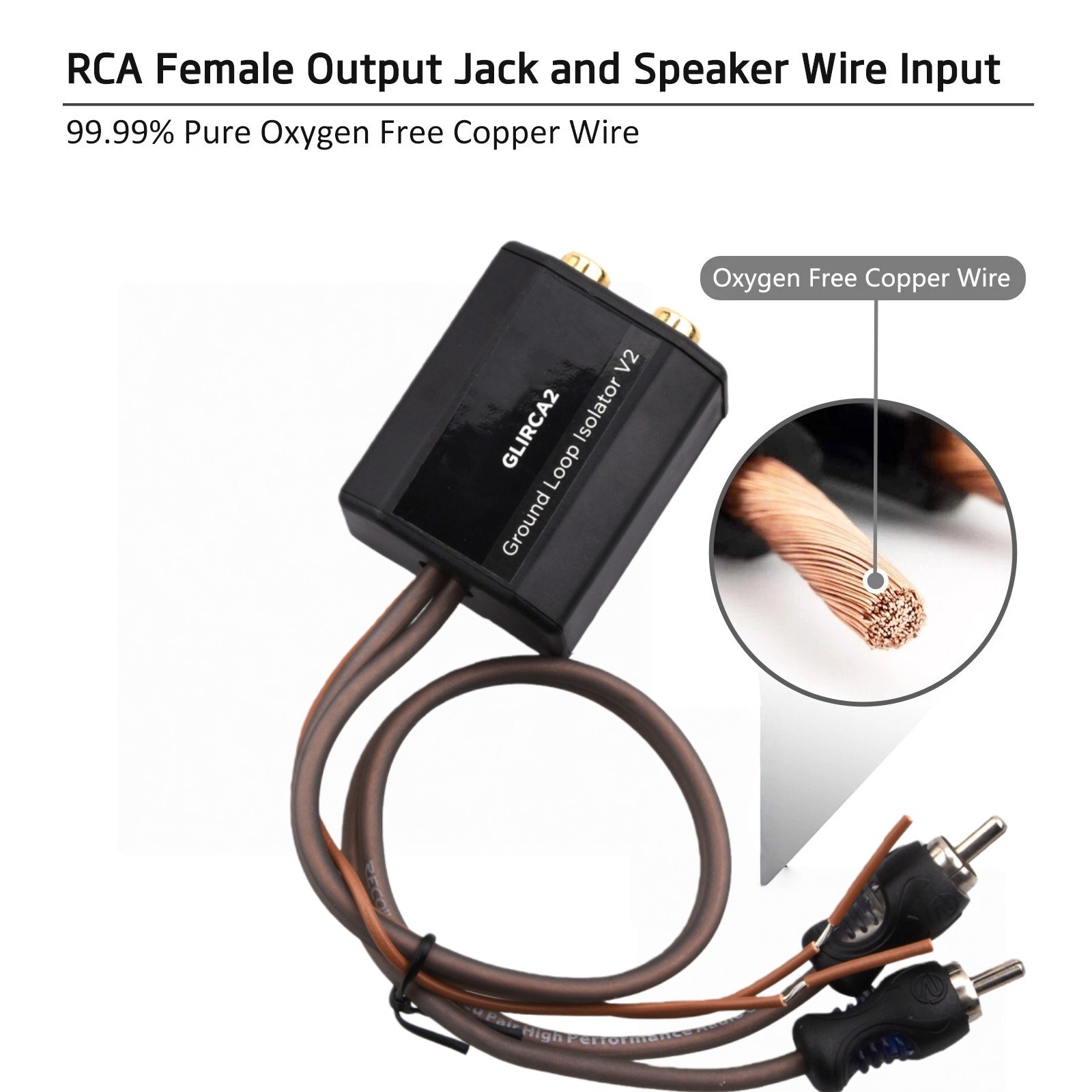 Durable 2-Channel RCA Stereo Ground Loop Isolator for Eliminating Audio Noise