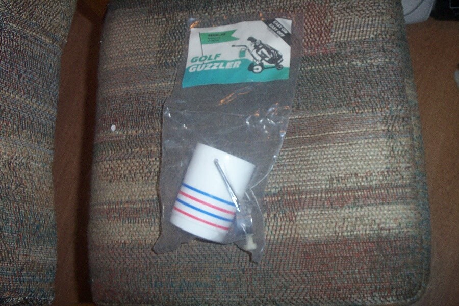 New Noval Cart Golf Guzzler Spill Proof Hot & Cold White Golfing Drink Holder
