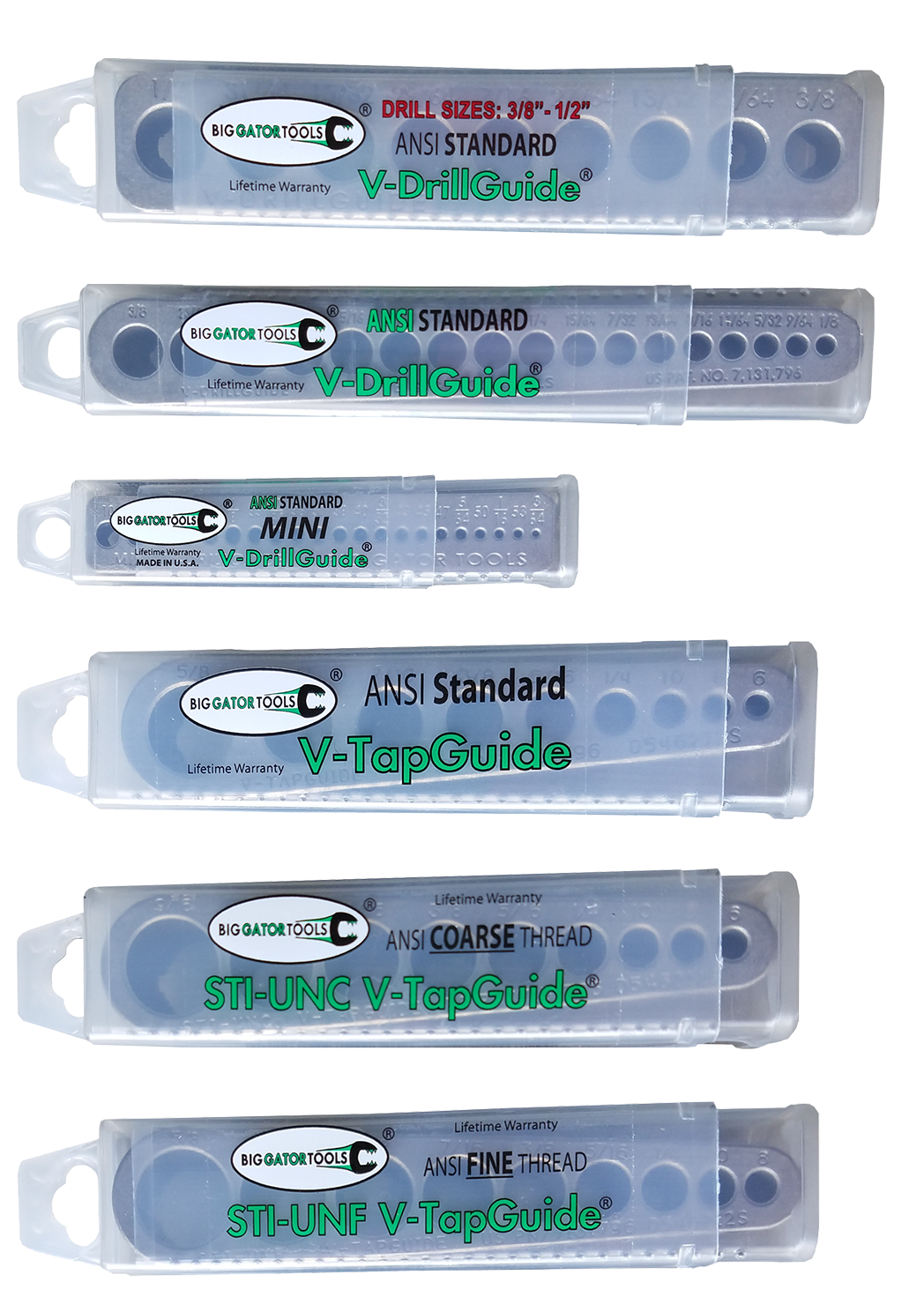 The Complete Standard Set by Big Gator Tools! 4 Drill & 3 Tap Guides, USA Made!