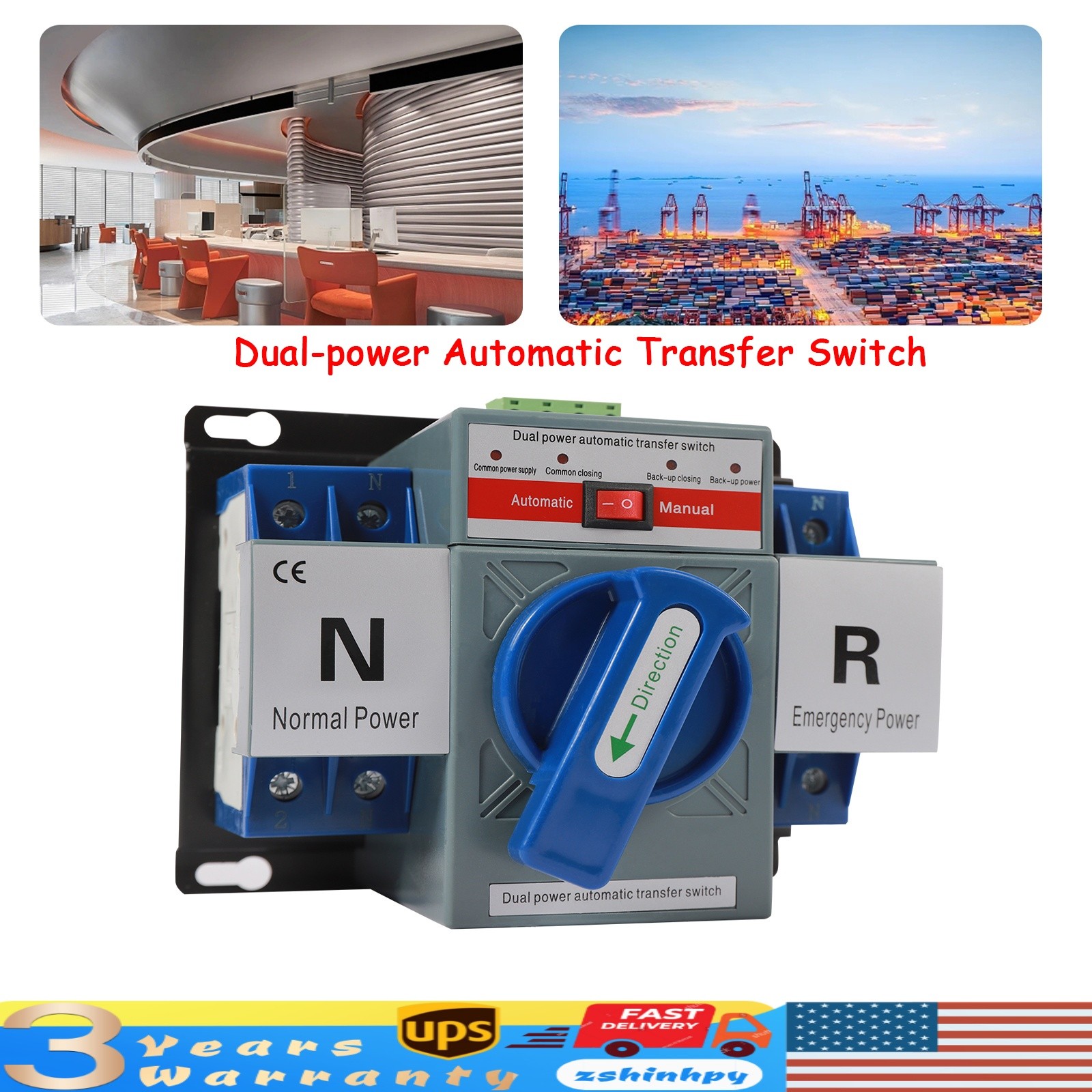 110V 2P 63A Dual Power Automatic Transfer Switches Self Cast Conversion Switch