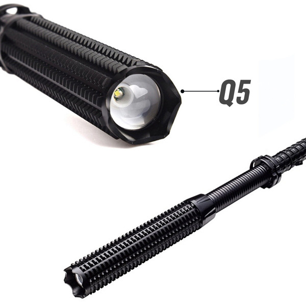 USB Rechargeable LED Flashlight Retractable Torch 3-Mode Zoomable Security Light