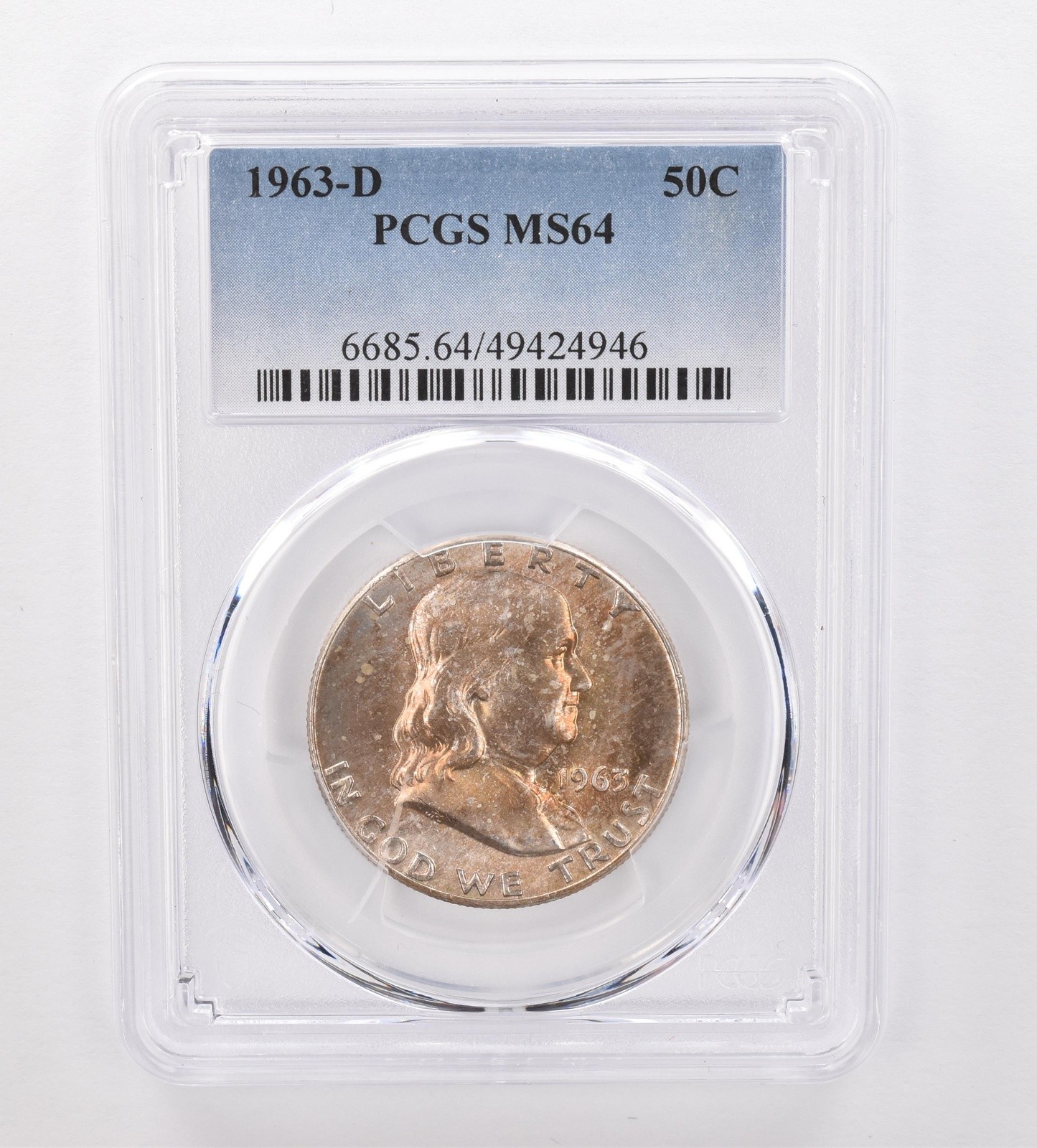 1963-D Franklin Half Dollar MS64 PCGS Beautiful Tone *0011